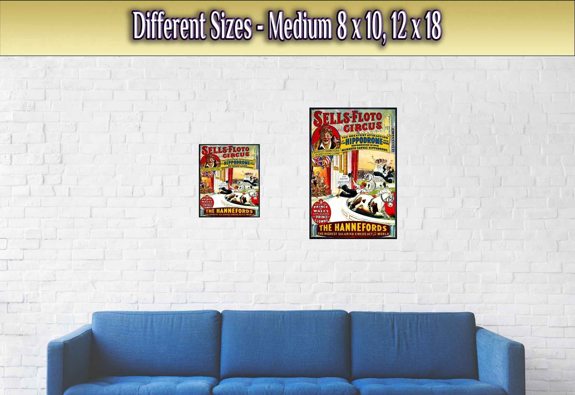 Vintage Circus Poster, Sells Floto Circus, Hippodrome New York Circa 1900. - WallArtPrints4U