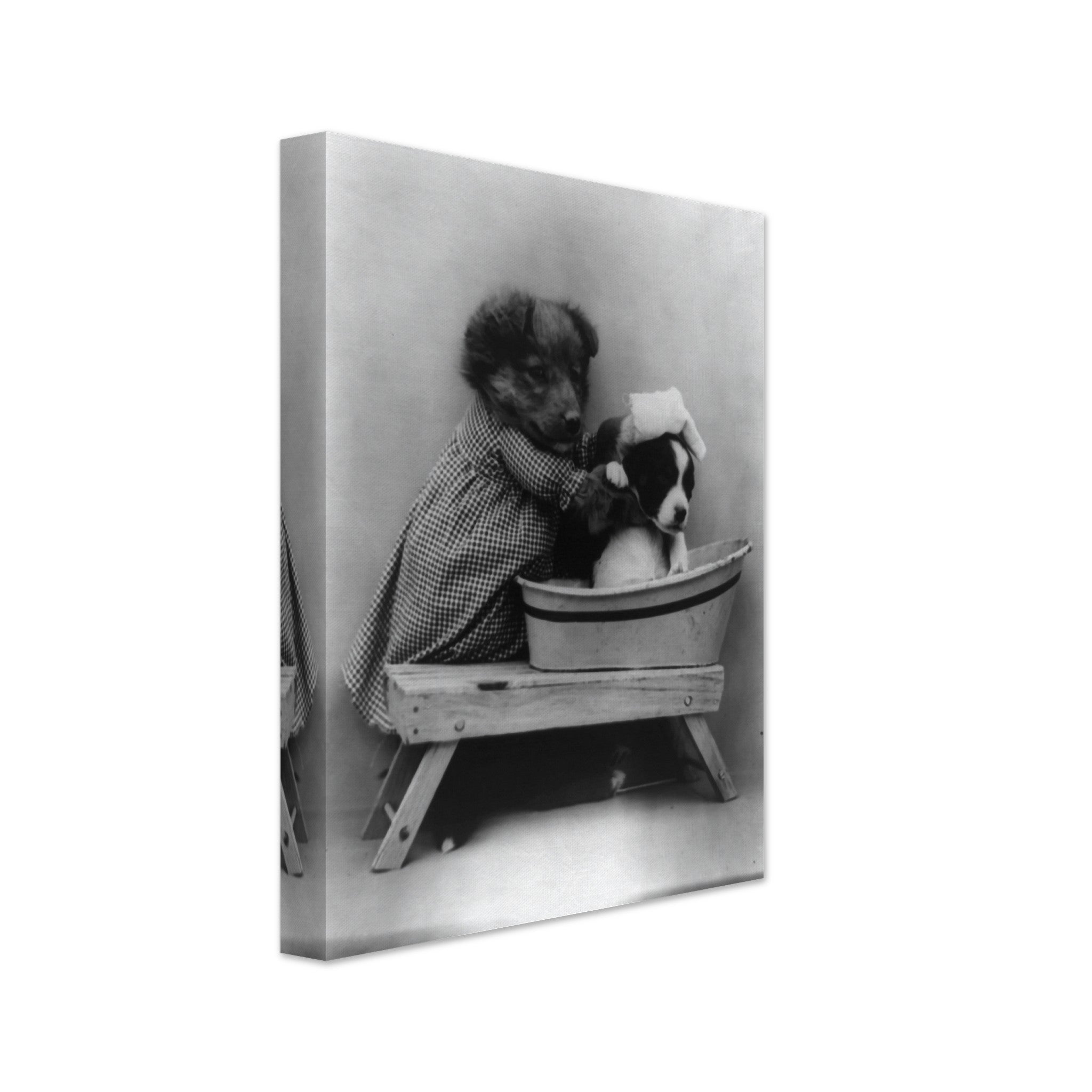 Vintage Cute Dog Canvas Print Bath Time Puppy - Cute Bathroom Puppy Canvas Print - Vintage Dog Puppy Canvas - WallArtPrints4U