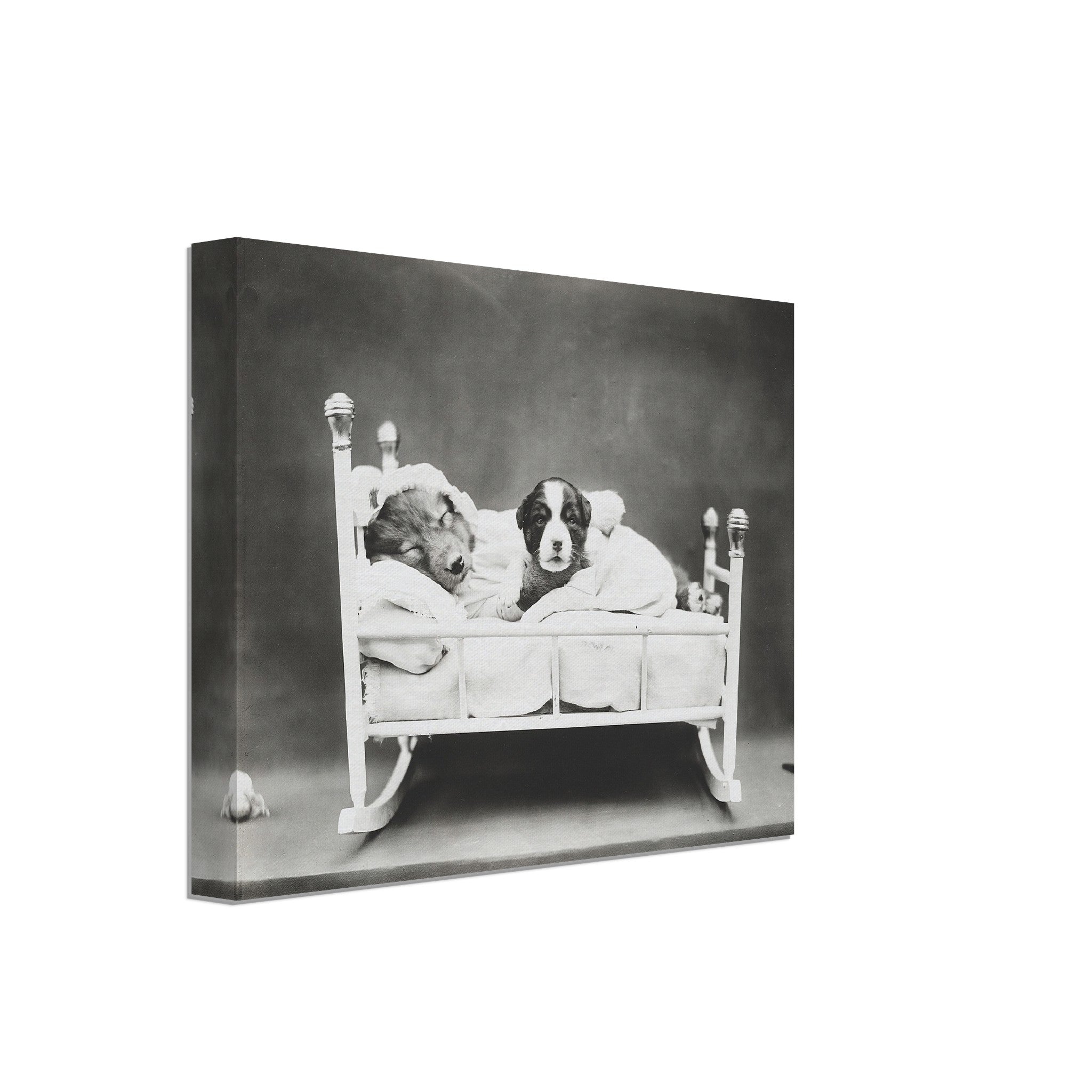 Vintage Cute Dog Canvas Print Bedtime Puppy - Cute Puppy Canvas Print - Vintage Dog Puppy Canvas - WallArtPrints4U