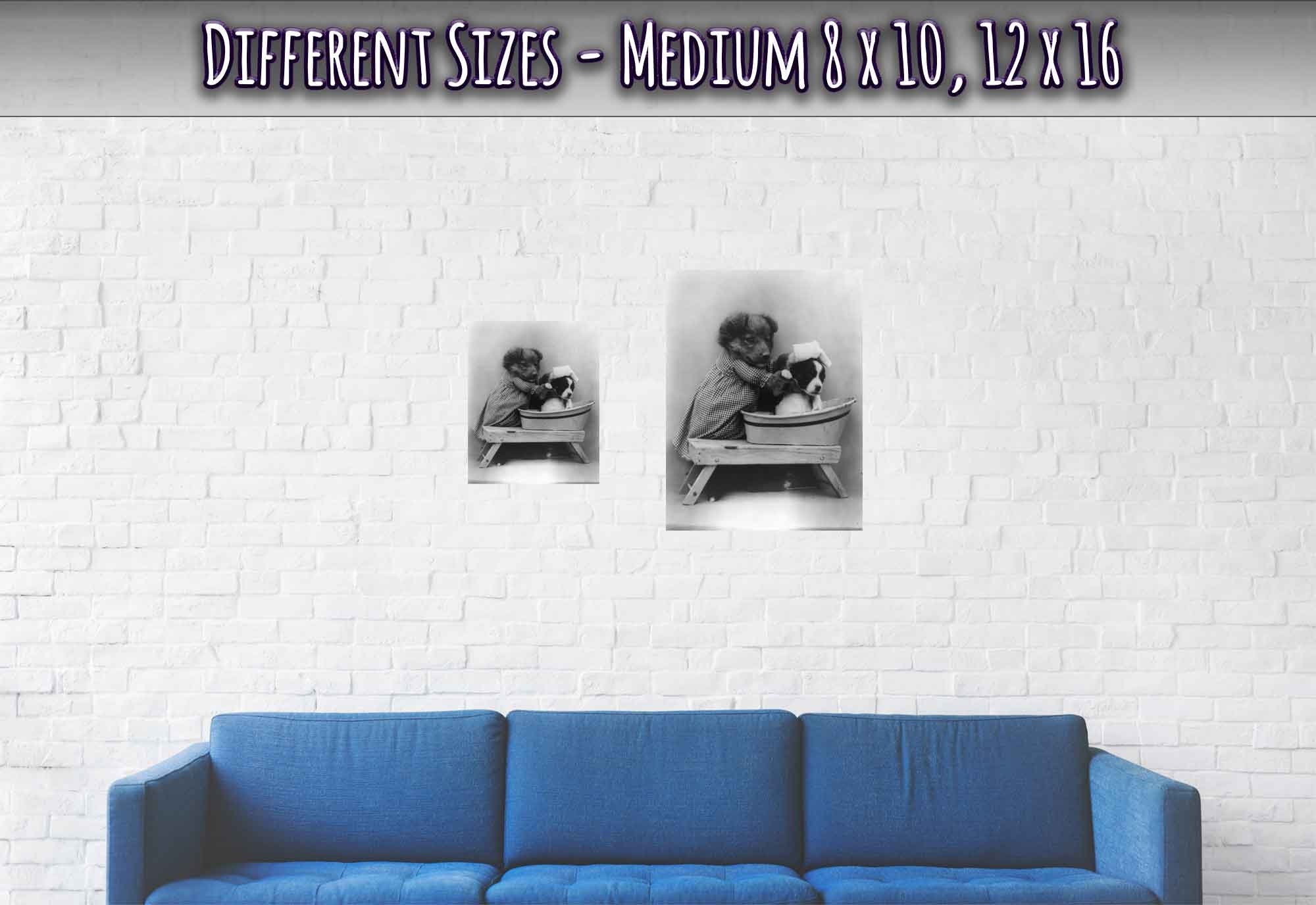 Vintage Cute Dog Poster Print Bath Time Puppy - Cute Bathroom Puppy Print - Vintage Dog Puppy Poster - WallArtPrints4U