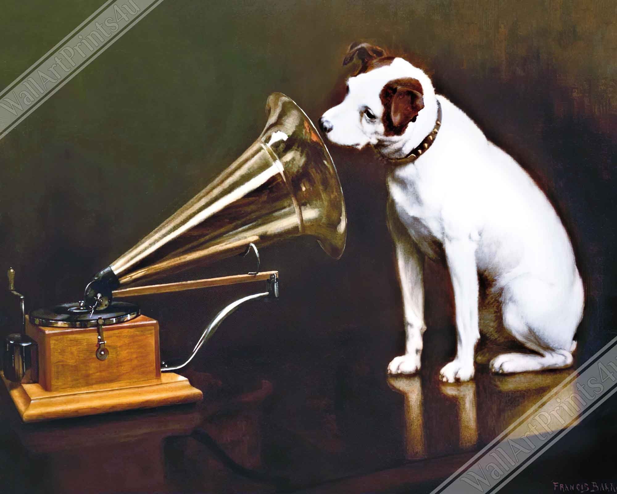 Vintage Dog Canvas Nipper The Original HMV Dog 1898 Canvas Print - WallArtPrints4U