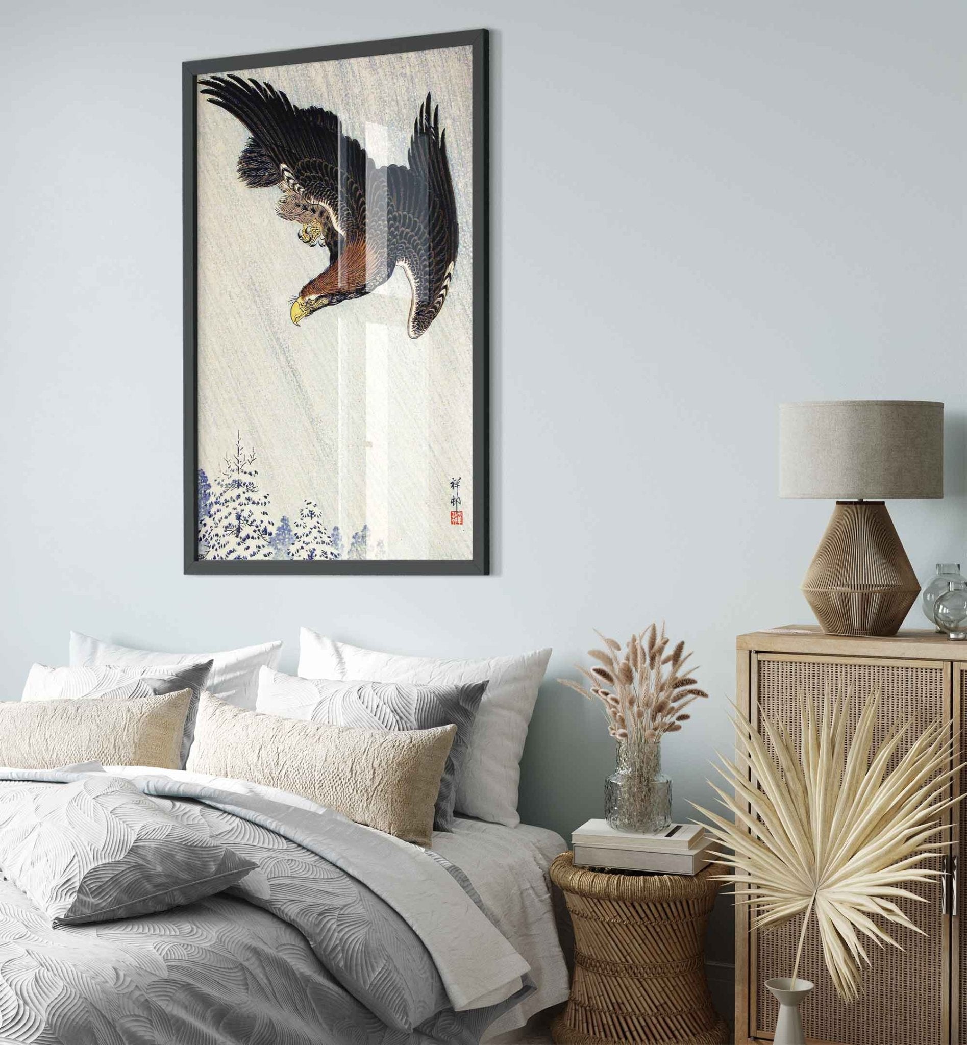 Vintage Eagle Framed Print, Ohara Koson, Japanese Eagle Art - Vintage Eagle Framed Print Framed - WallArtPrints4U