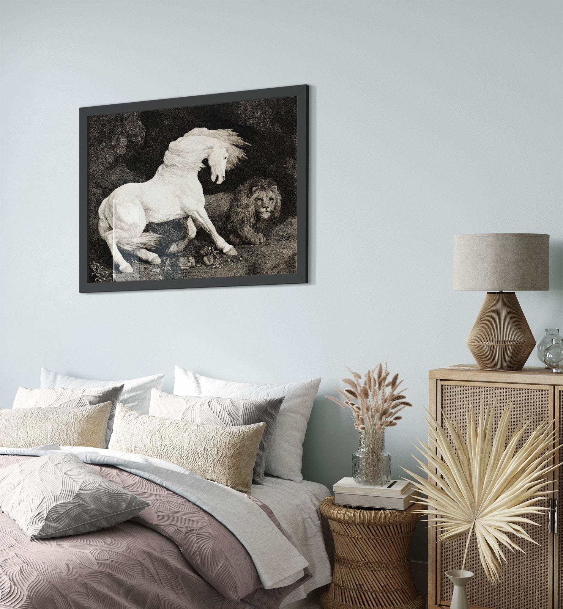 Vintage Frightened Horse Framed Print, A Horse Affrighted By A Lion - George Stubbs - WallArtPrints4U
