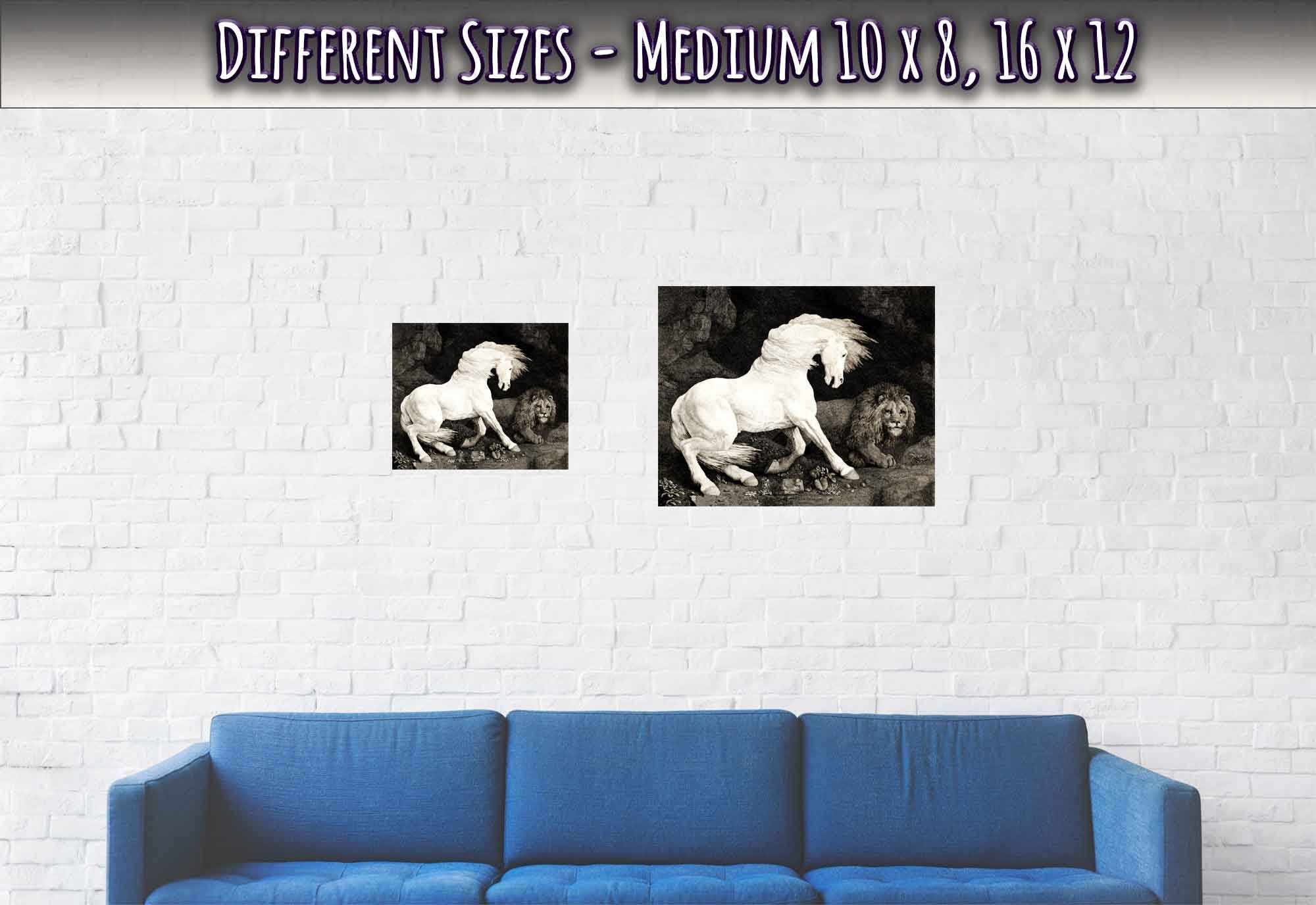 Vintage Frightened Horse Poster, A Horse Affrighted By A Lion - George Stubbs - WallArtPrints4U