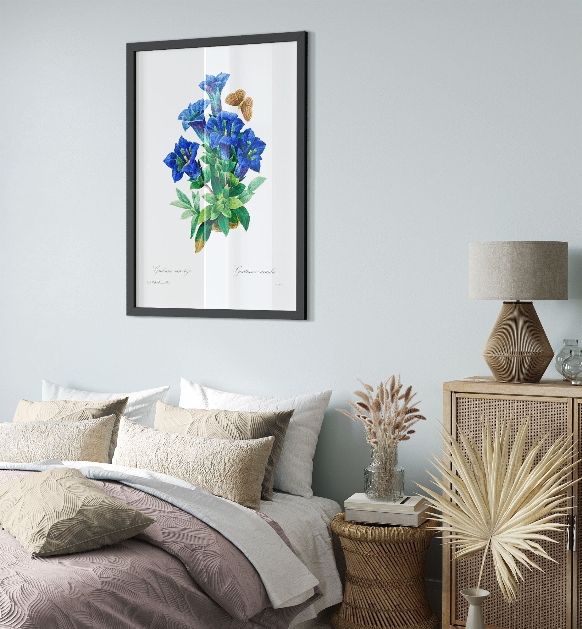 Vintage Gentiana Blue Flower Framed - Botanical Blue Flower Framed Print - Pierre Joseph Redoute - WallArtPrints4U
