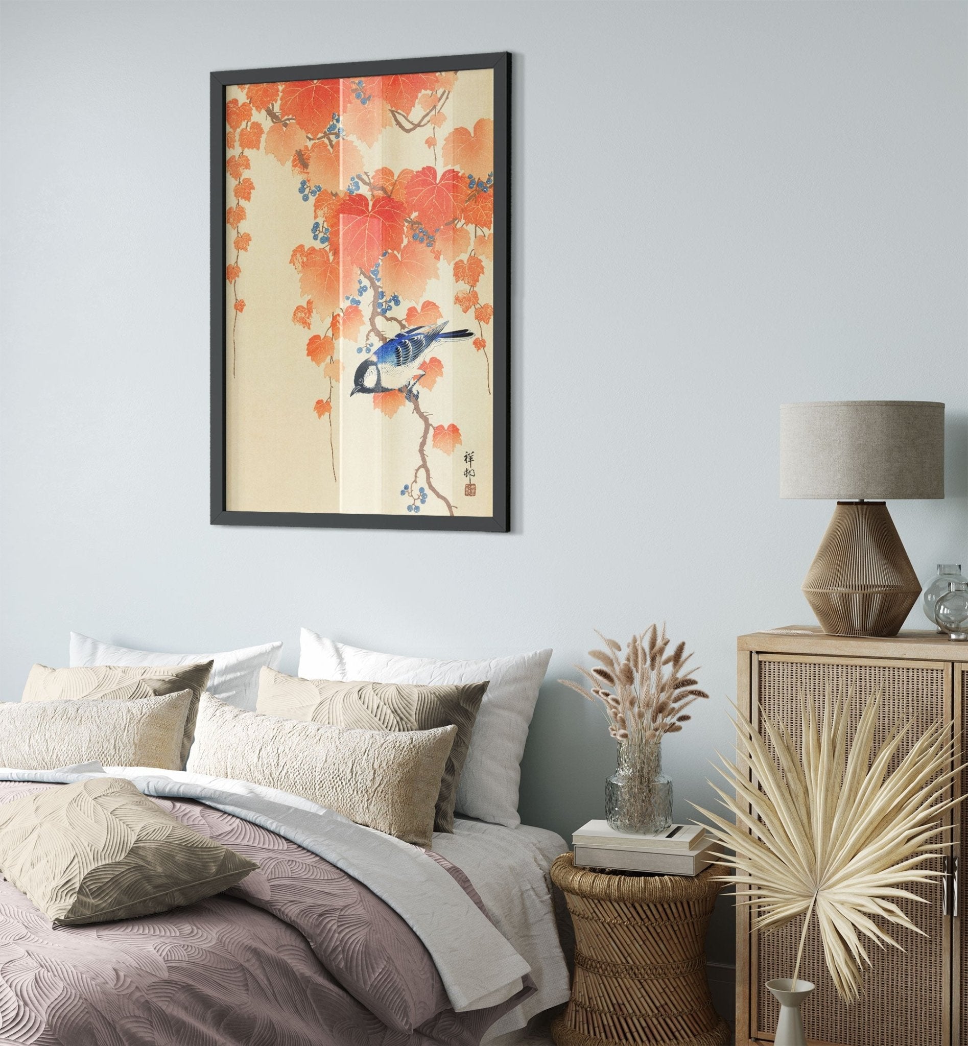 Vintage Great Tit Framed Print, Ohara Koson, Japanese Great Tit Art - Vintage Great Tit Framed - WallArtPrints4U