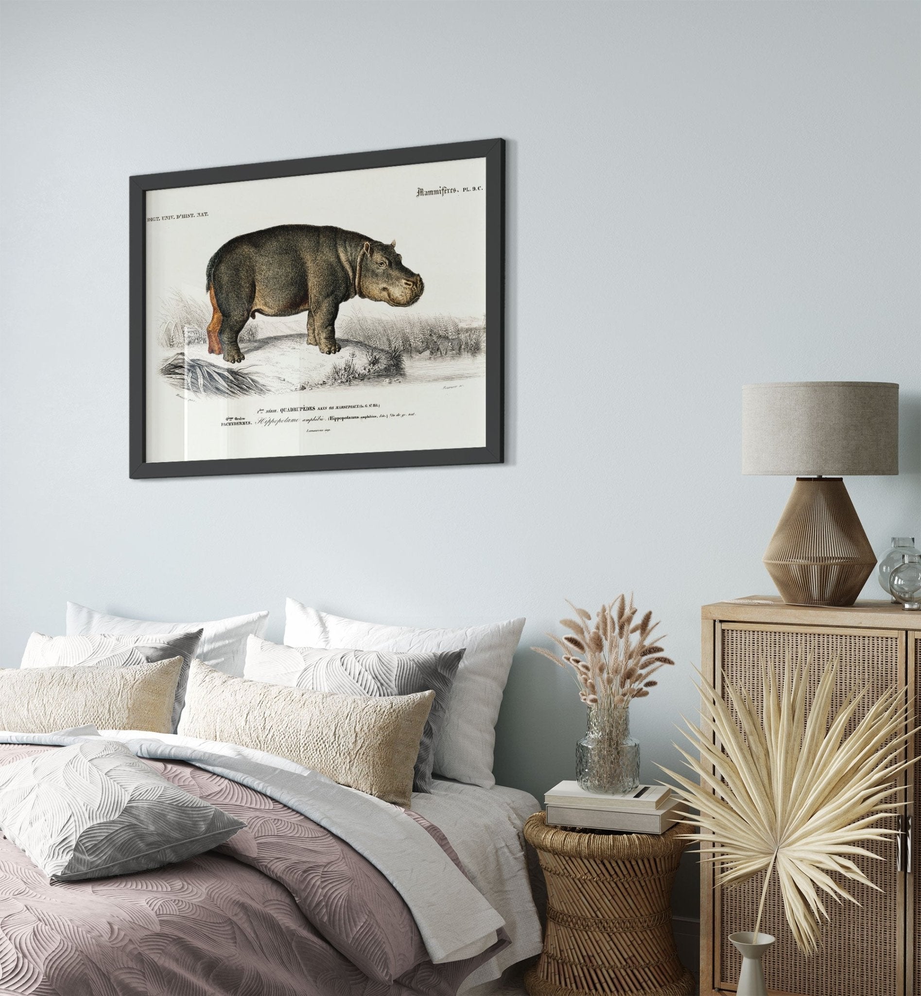 Vintage Hippo Framed, Charles Dessalines, Vintage Hippo Art - Vintage Hippo Framed Print - WallArtPrints4U