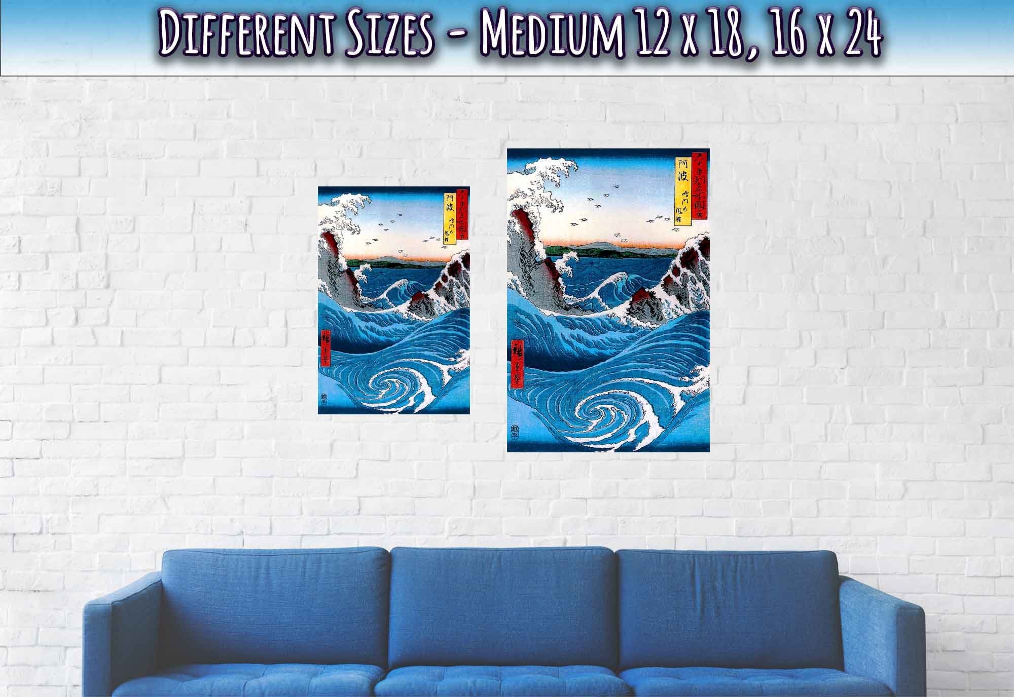 Vintage Hiroshige Print - Hiroshige Whirlpool Wave, Hiroshige Wild Sea Breaking On The Rocks - WallArtPrints4U