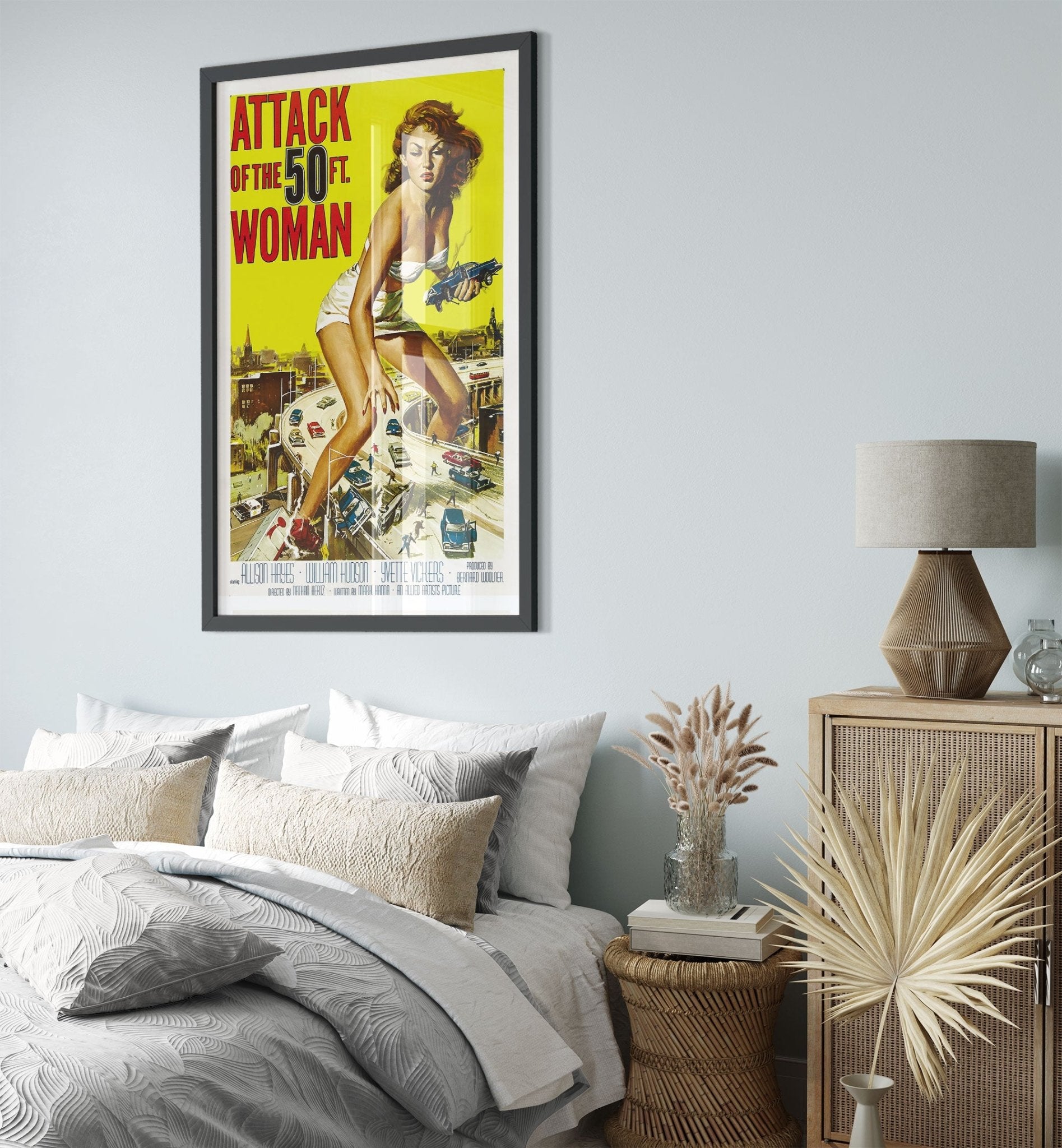 Vintage Movie Framed, Attack Of The 50ft Woman - Vintage 1958 Framed Original Movie Art - Alison Hayes, William Hudson - WallArtPrints4U