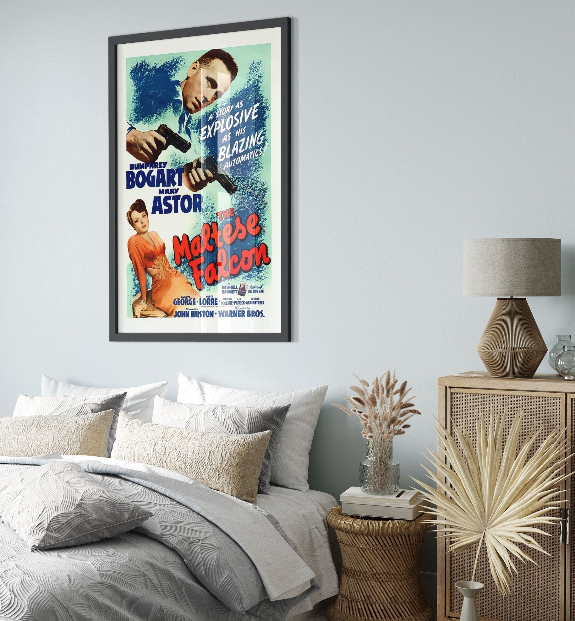 Vintage Movie Framed, The Maltese Falcon - Vintage 1941 Framed Movie Art - Humphrey Bogart - Mary Astor - WallArtPrints4U