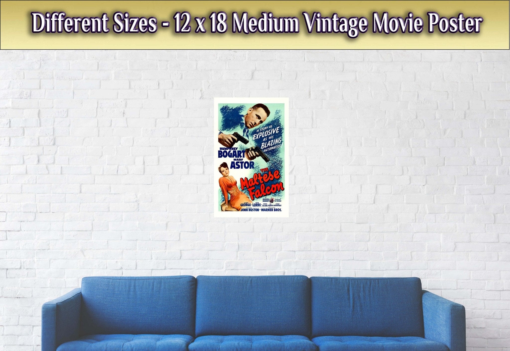 Vintage Movie Poster, The Maltese Falcon - Vintage 1941 Poster Movie Art - Humphrey Bogart - Mary Astor - WallArtPrints4U