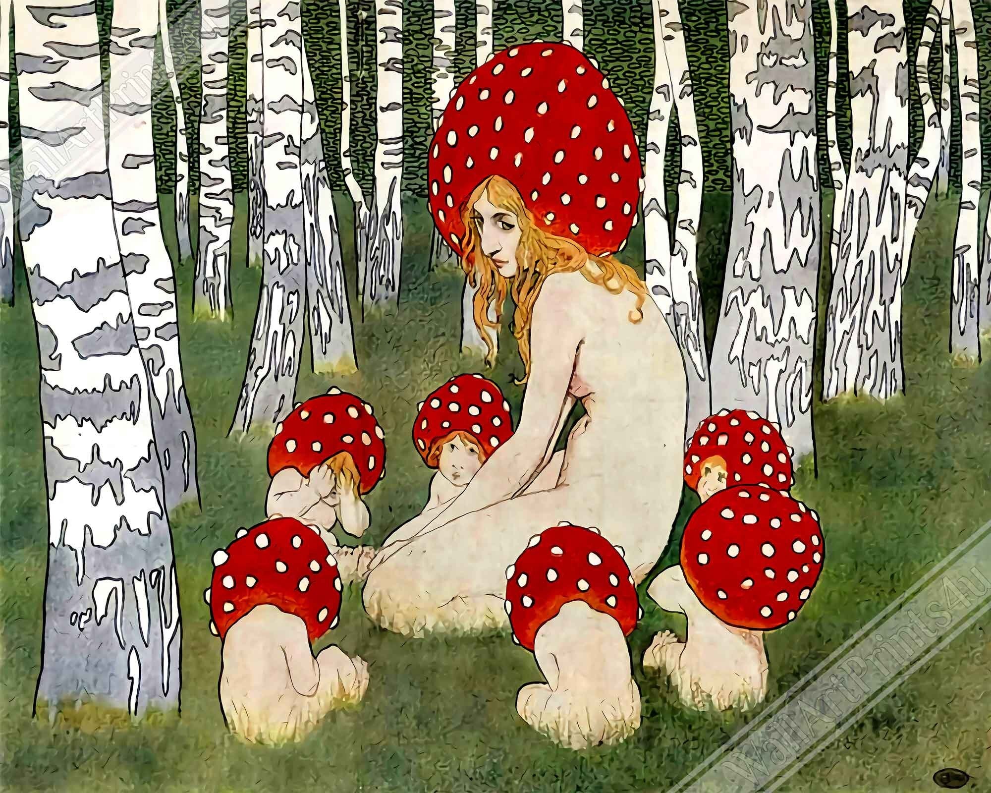 Vintage Mushroom Poster, Mother Mushroom Print - Vintage Mushroom Art - WallArtPrints4U