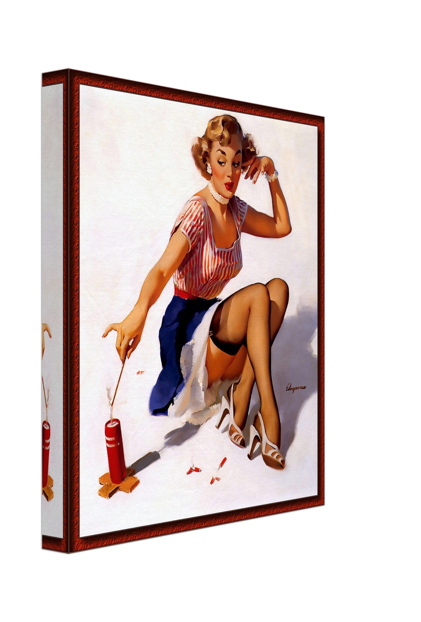 Vintage Pin Up Girl Canvas, Gil Elvgren, Looking For Trouble - Vintage Art - Retro Pin Up Girl Canvas Print - Late 1940'S - 1950'S - WallArtPrints4U