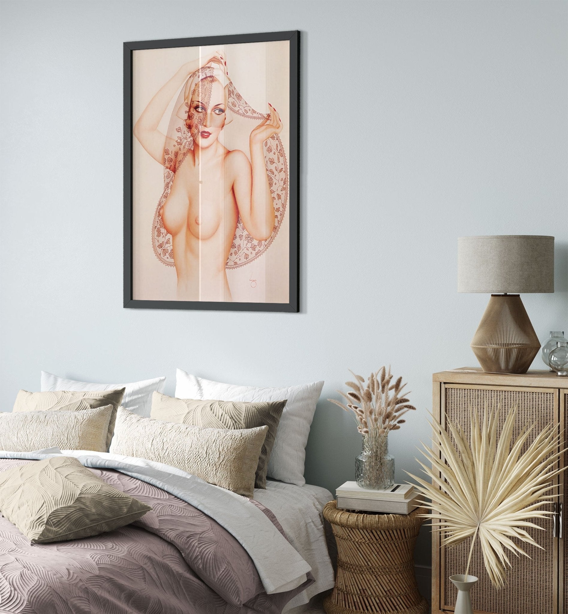 Vintage Pin Up Girl Framed, Alberto Vargas, Topless Pin Up - Vintage Art - Retro Pin Up Girl Framed Print - Late 1940's - 1950's - WallArtPrints4U