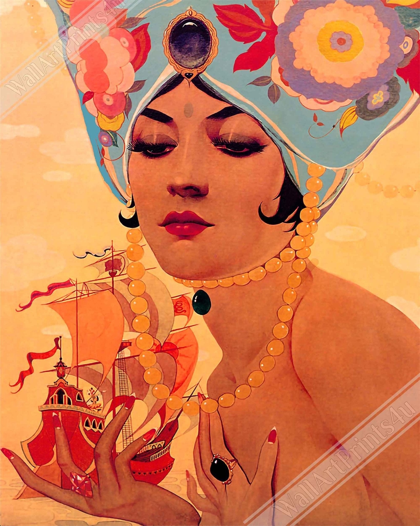 Vintage Pin Up Girl Poster, Alberto Vargas, Scheherazade Persian Queen - Vintage Art - Retro Pin Up Girl Print - WallArtPrints4U