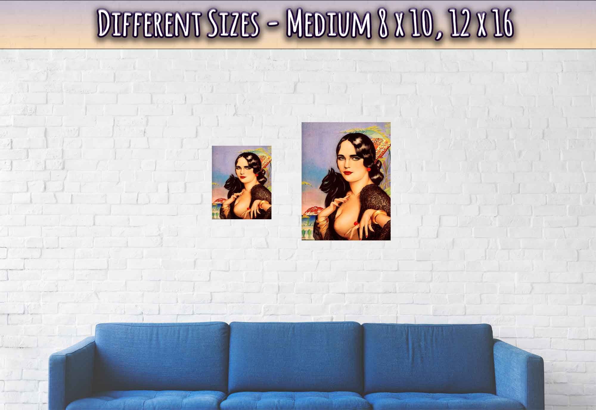 Vintage Pin Up Girl Poster, Alberto Vargas, Spanish Gypsy Black Cat - Vintage Art - Retro Pin Up Girl Print - 1928 - WallArtPrints4U