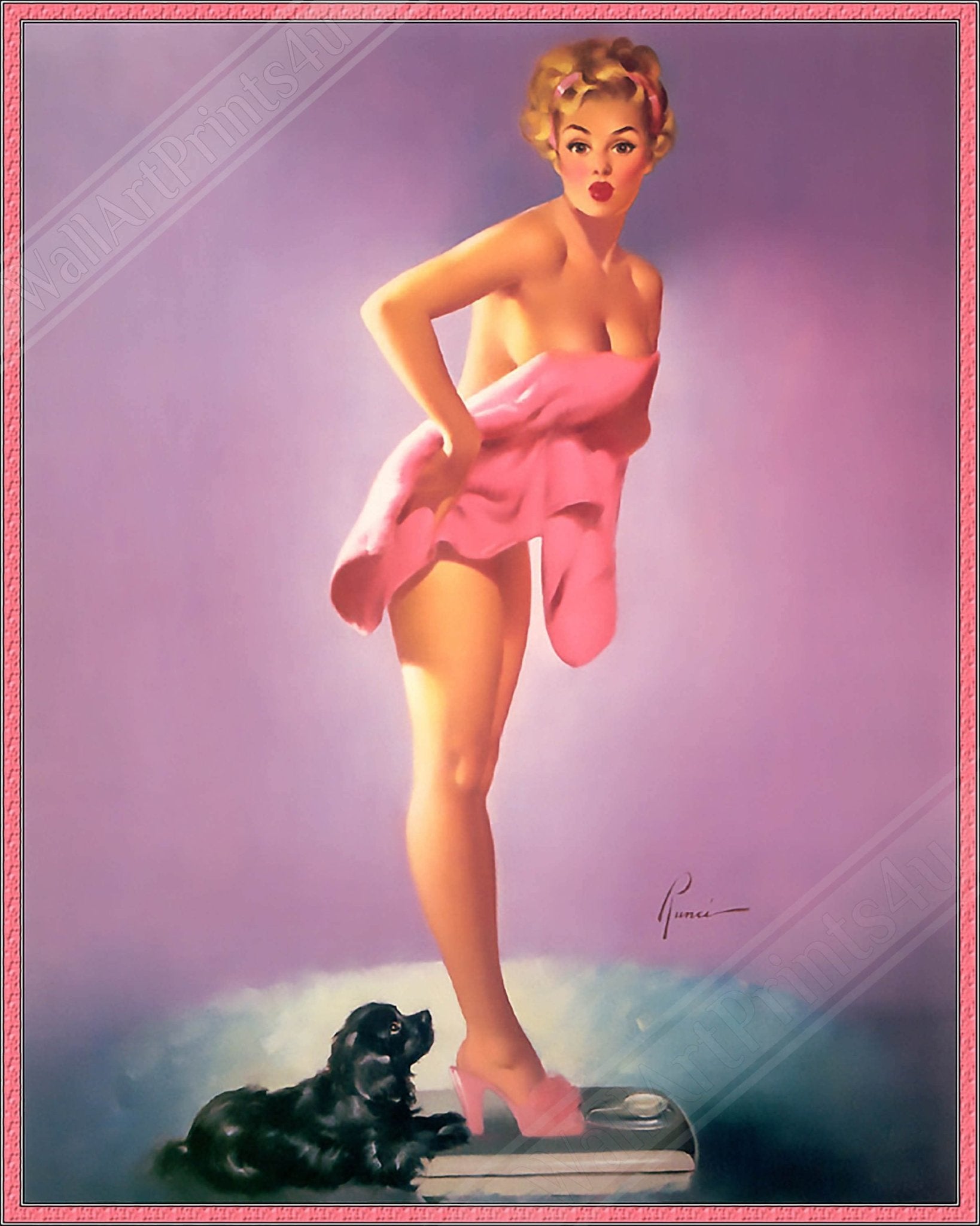 Vintage Pin Up Girl Poster, Edward Runci, Surprising Figure - Vintage