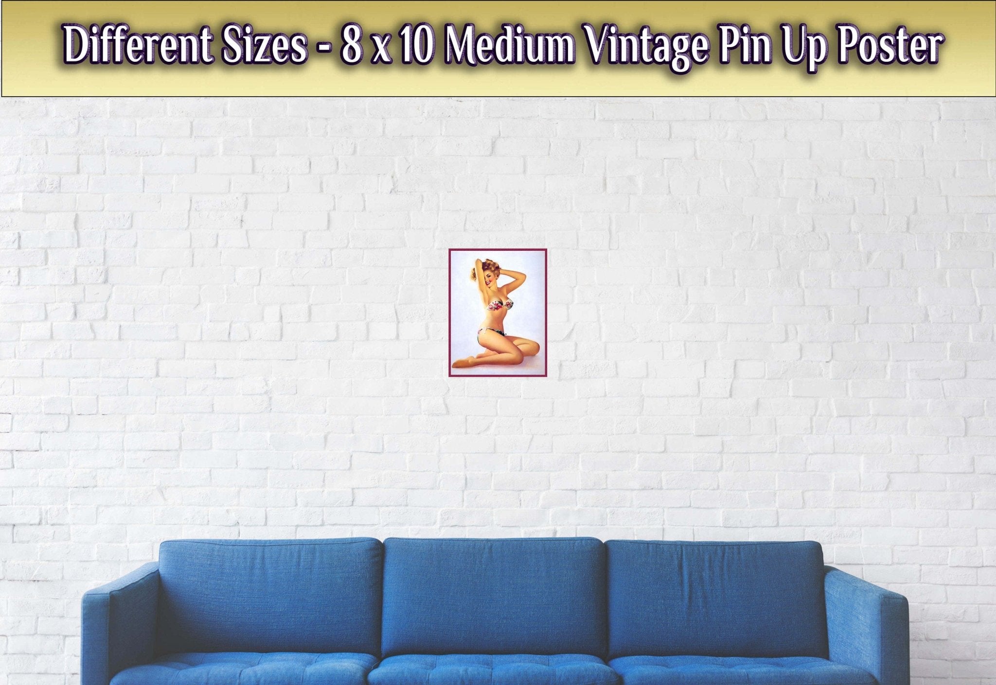 Vintage Pin Up Girl Poster, Red Flowers On Bikini - Edward Runci - Vintage Art - Retro Pin Up Girl Print - Late 1940'S - 1950'S - WallArtPrints4U