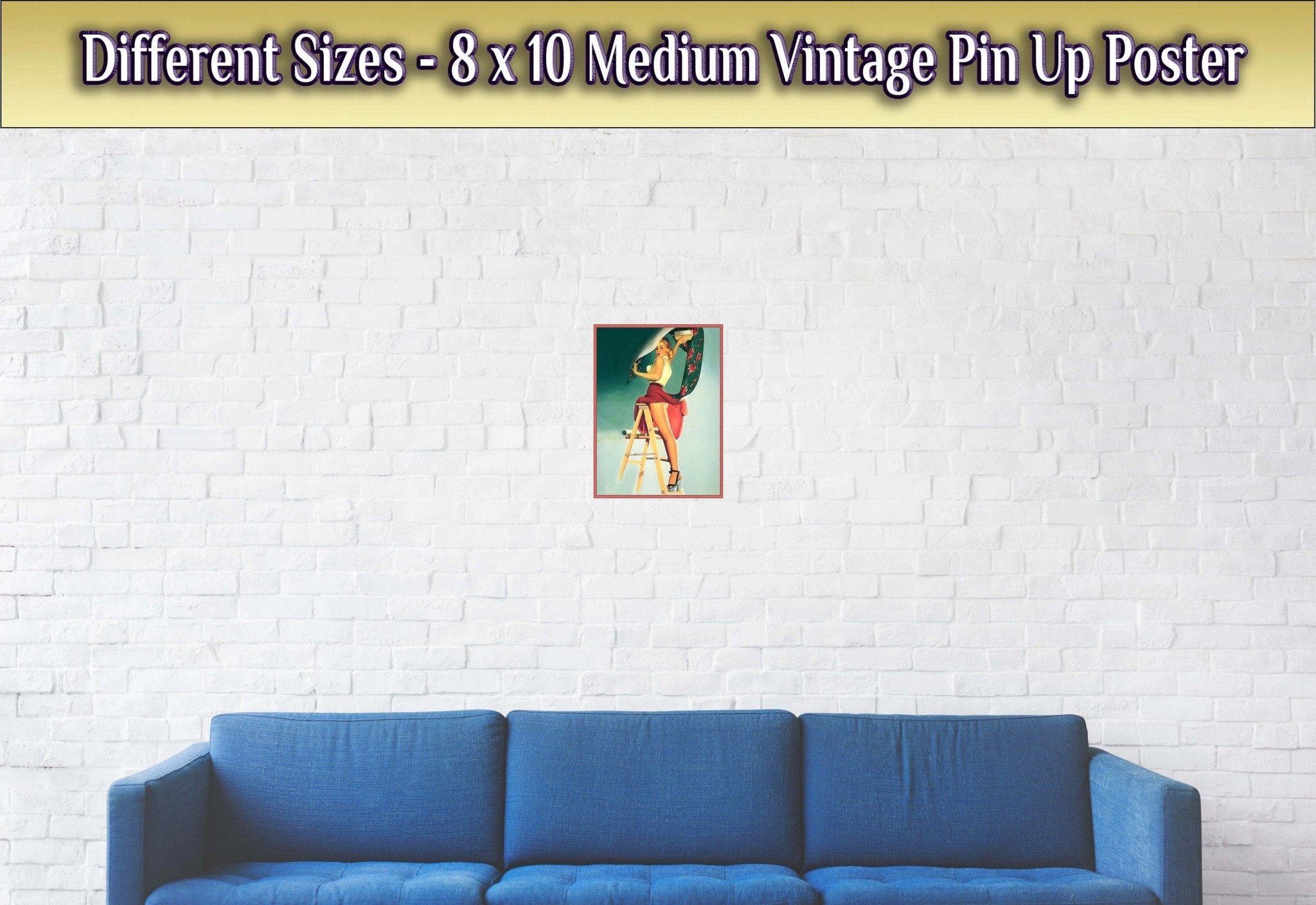Vintage Pin Up Girl Poster, Skirt Caught Wallpaper, Edward Runci - Vintage Art - Retro Pin Up Girl Print - Late 1940'S - 1950'S - WallArtPrints4U