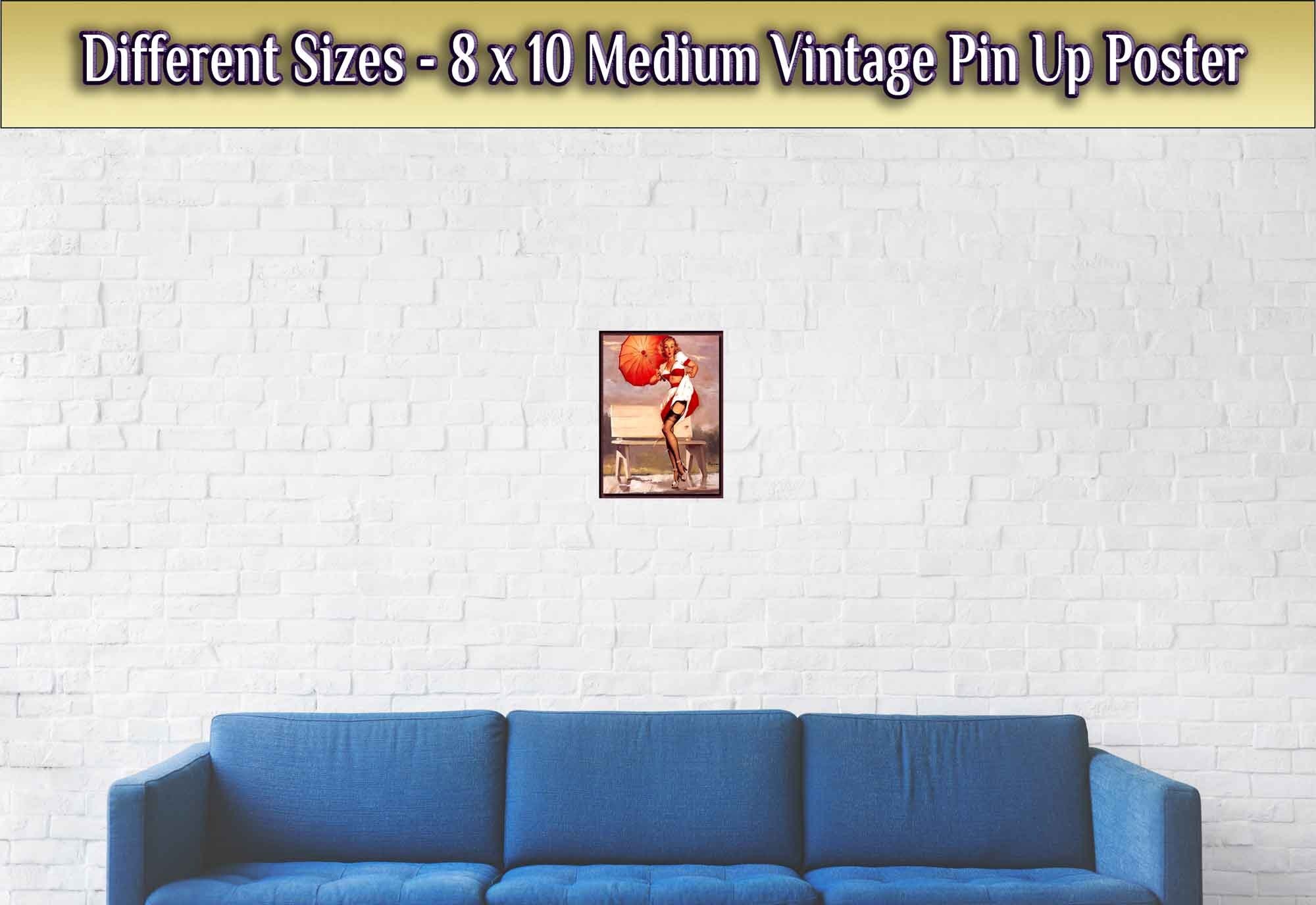 Vintage Pin Up Girl Poster, Windy Park Bench - Vintage Art - Gil Elvgren - Retro Pin Up Girl Print - Late 1940'S - 1950'S - WallArtPrints4U