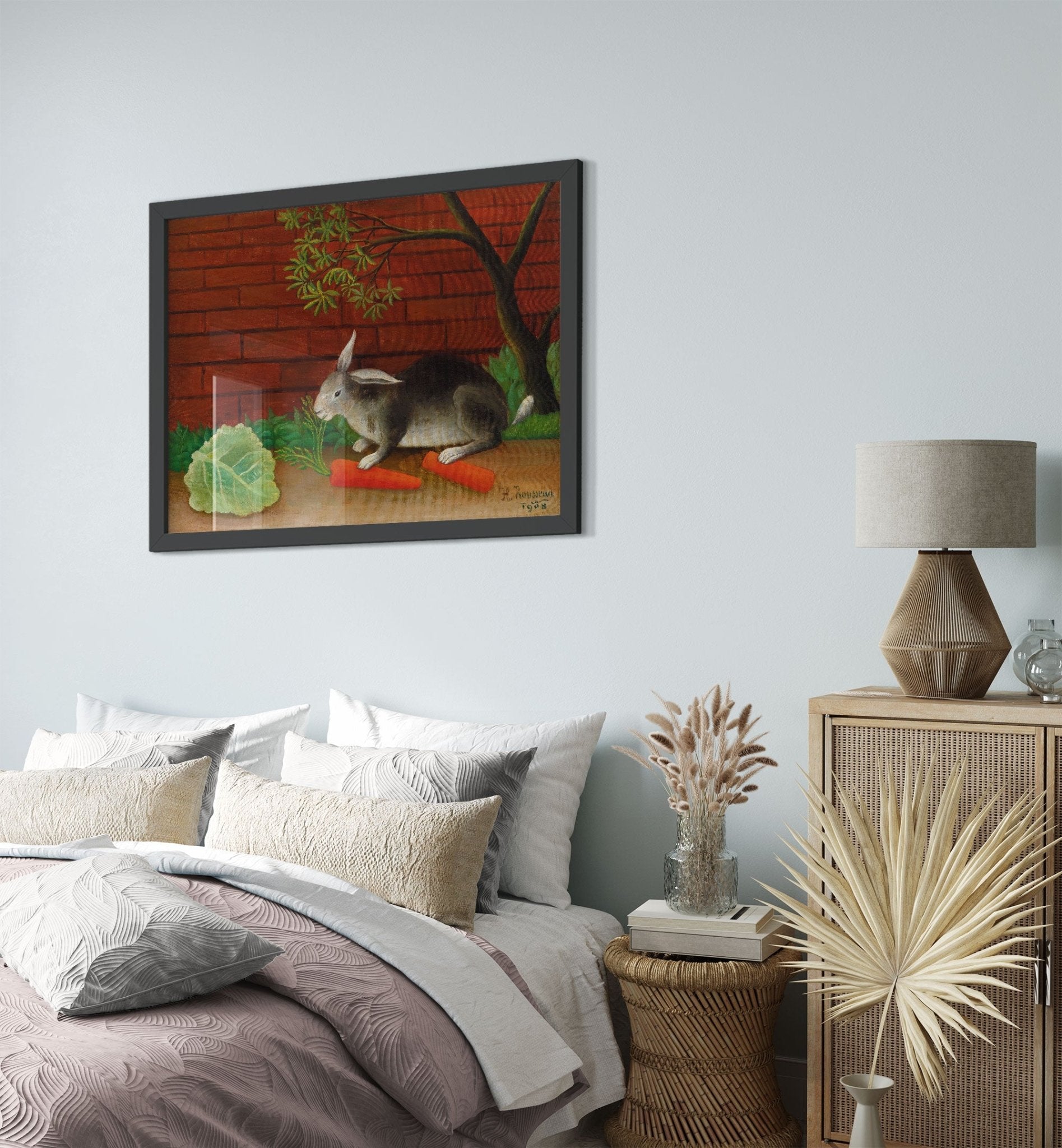 Vintage Rabbit Framed Henri Rousseau Framed Print The Rabbits Meal, Le Repas Du Lapin Framed Print 1908 - WallArtPrints4U