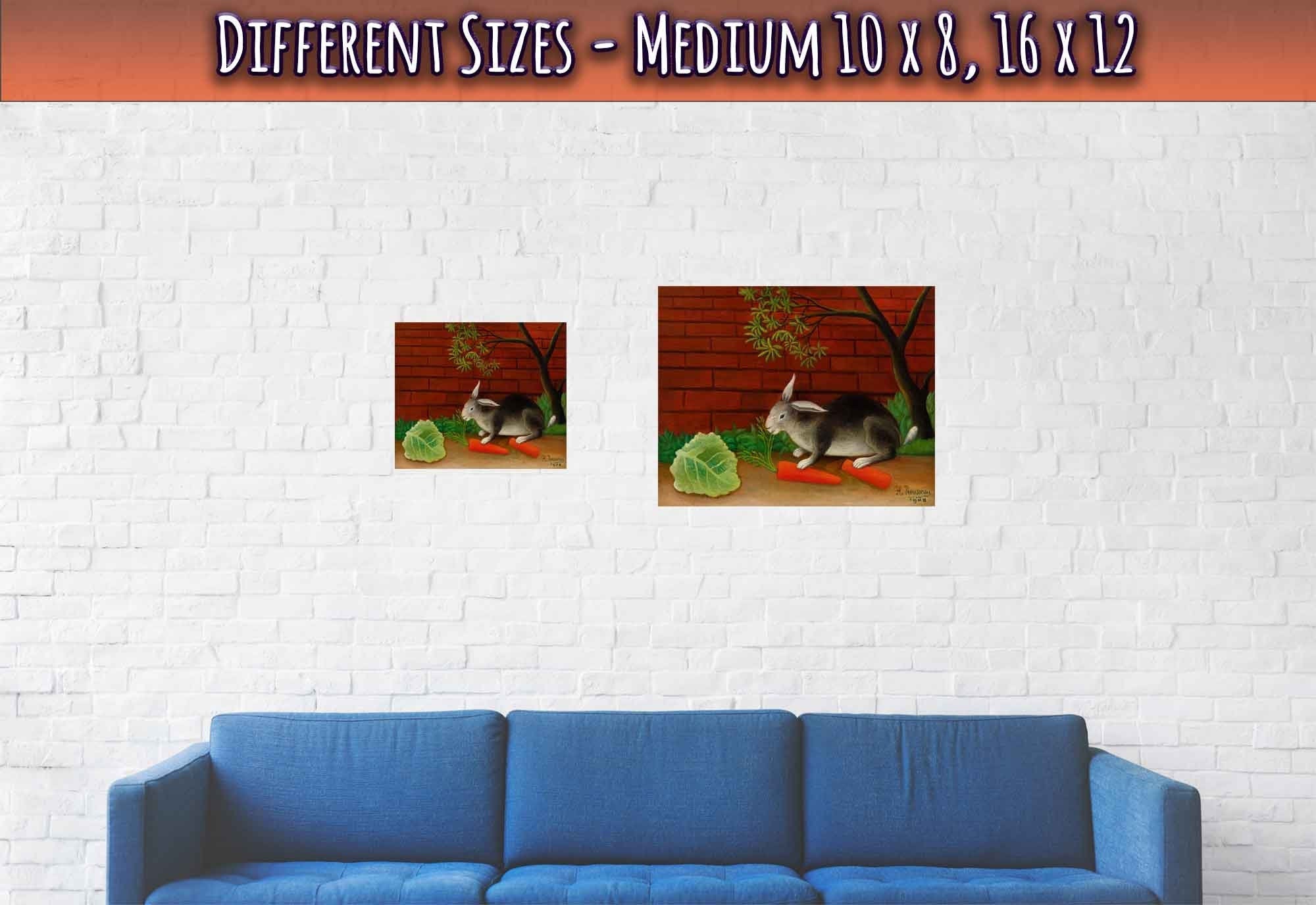 Vintage Rabbit Poster Henri Rousseau Print The Rabbits Meal, Le Repas Du Lapin Print 1908 - WallArtPrints4U