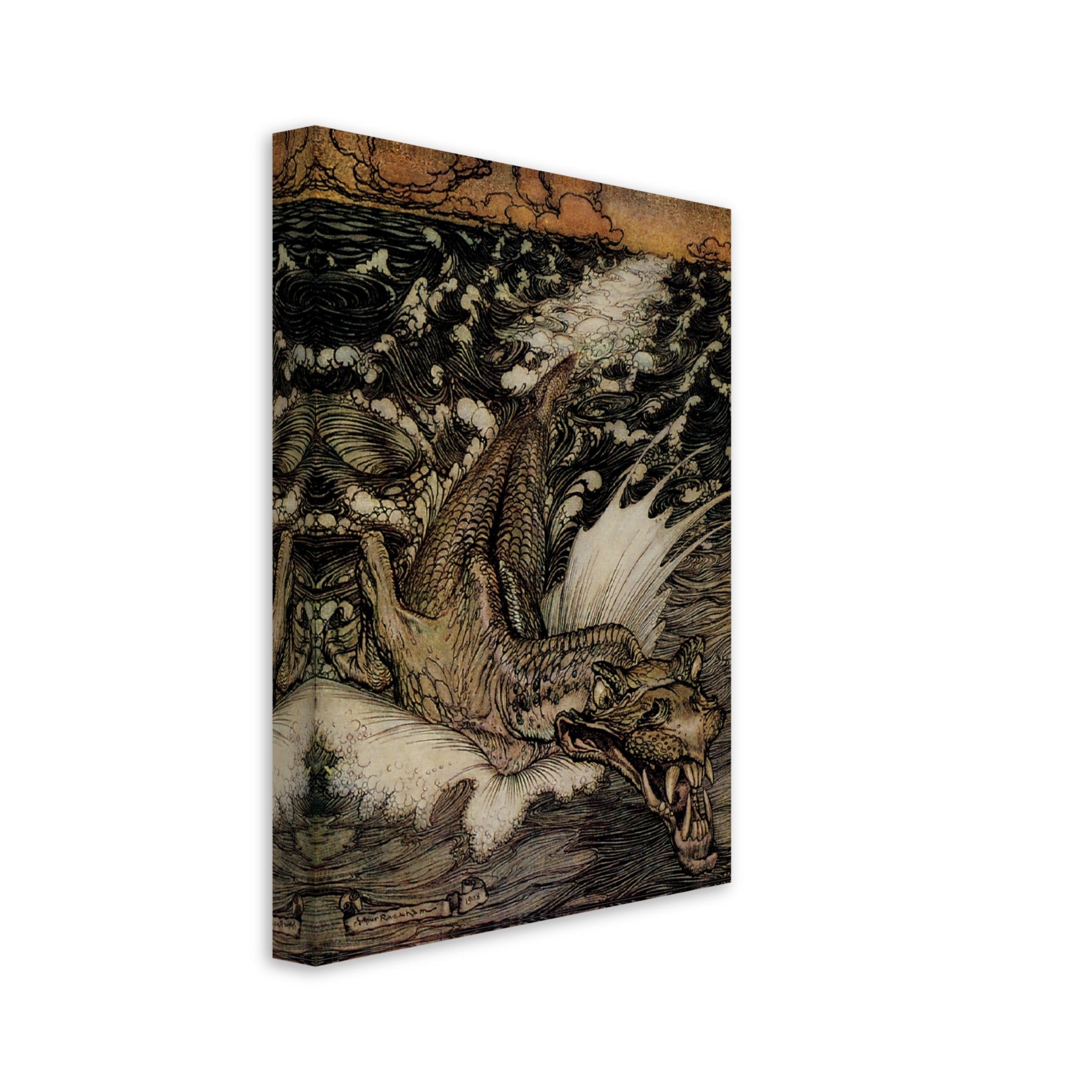 Vintage Sea Monster Canvas Print - Arthur Rackham Leviathan Sea Dragon - Arthur Rackham Canvas - WallArtPrints4U