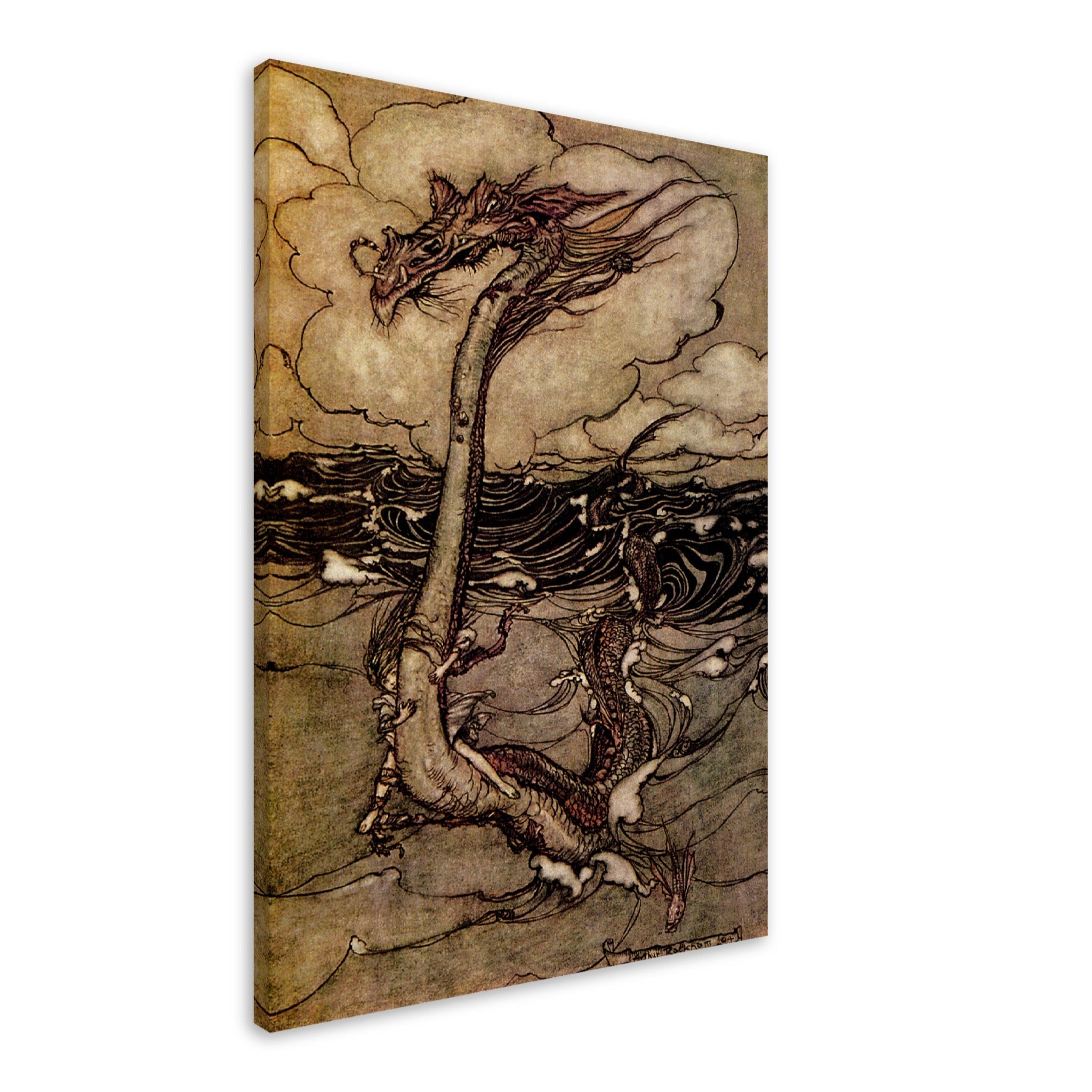 Vintage Sea Monster Canvas Print - Arthur Rackham Sea Serpent - Arthur Rackham Canvas - WallArtPrints4U