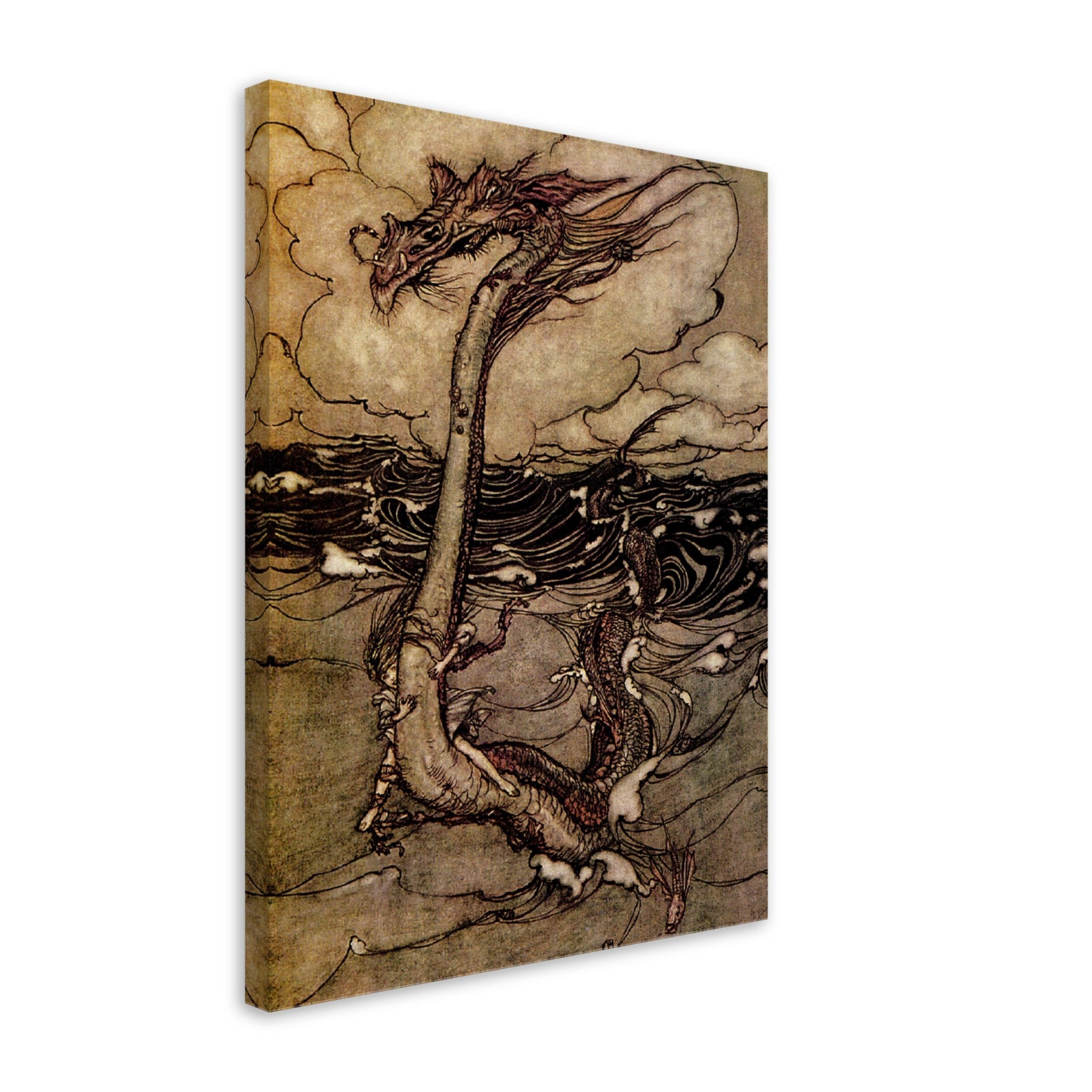 Vintage Sea Monster Canvas Print - Arthur Rackham Sea Serpent - Arthur Rackham Canvas - WallArtPrints4U