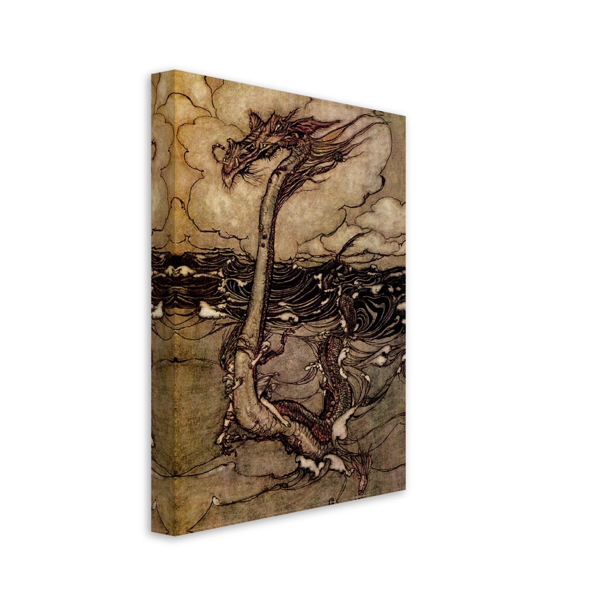 Vintage Sea Monster Canvas Print - Arthur Rackham Sea Serpent - Arthur Rackham Canvas - WallArtPrints4U