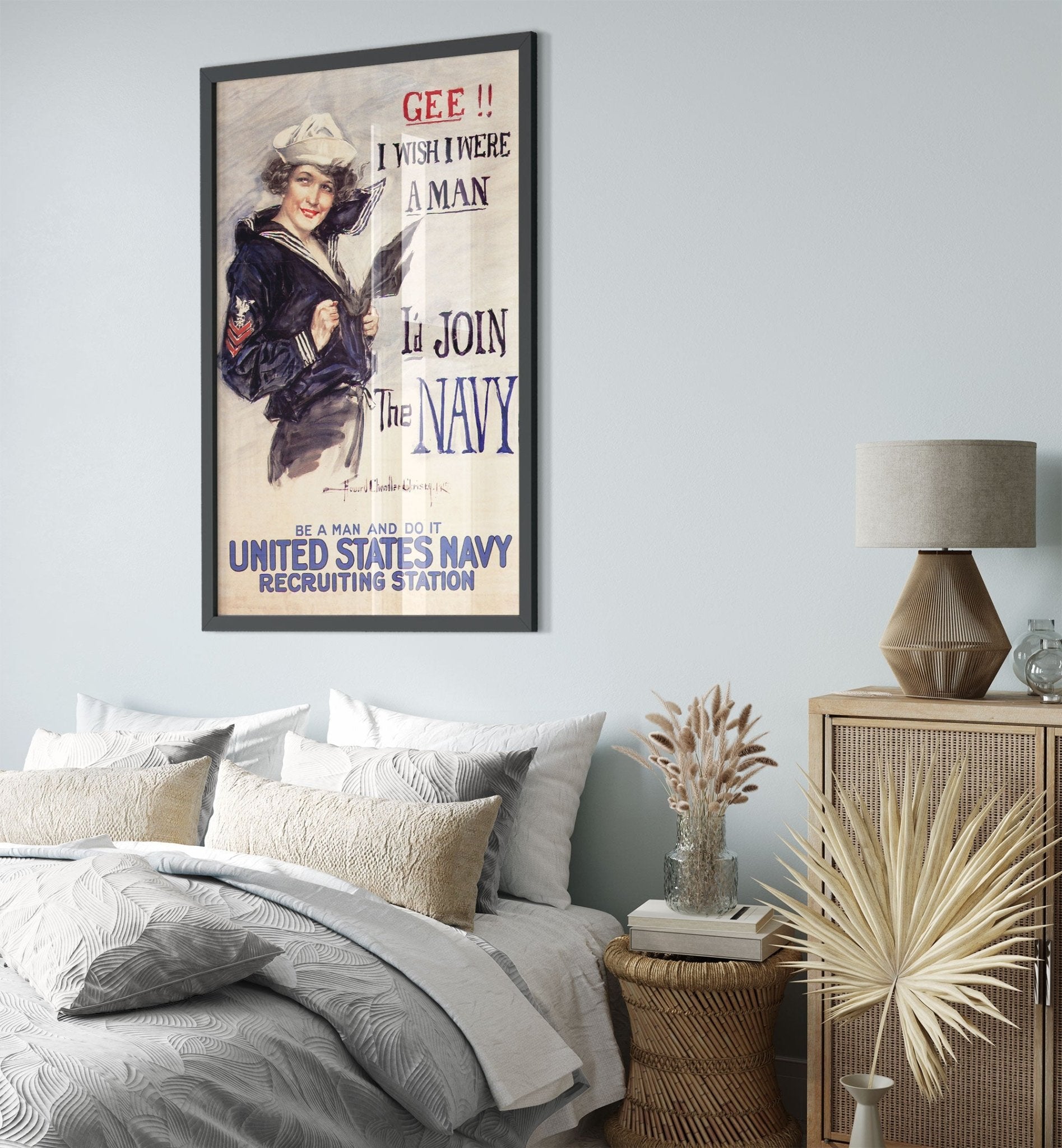 Vintage Sexist Framed, World War 1 Propaganda Framed Print, Us Navy Recruitment Vintage Framed 1917 - WallArtPrints4U