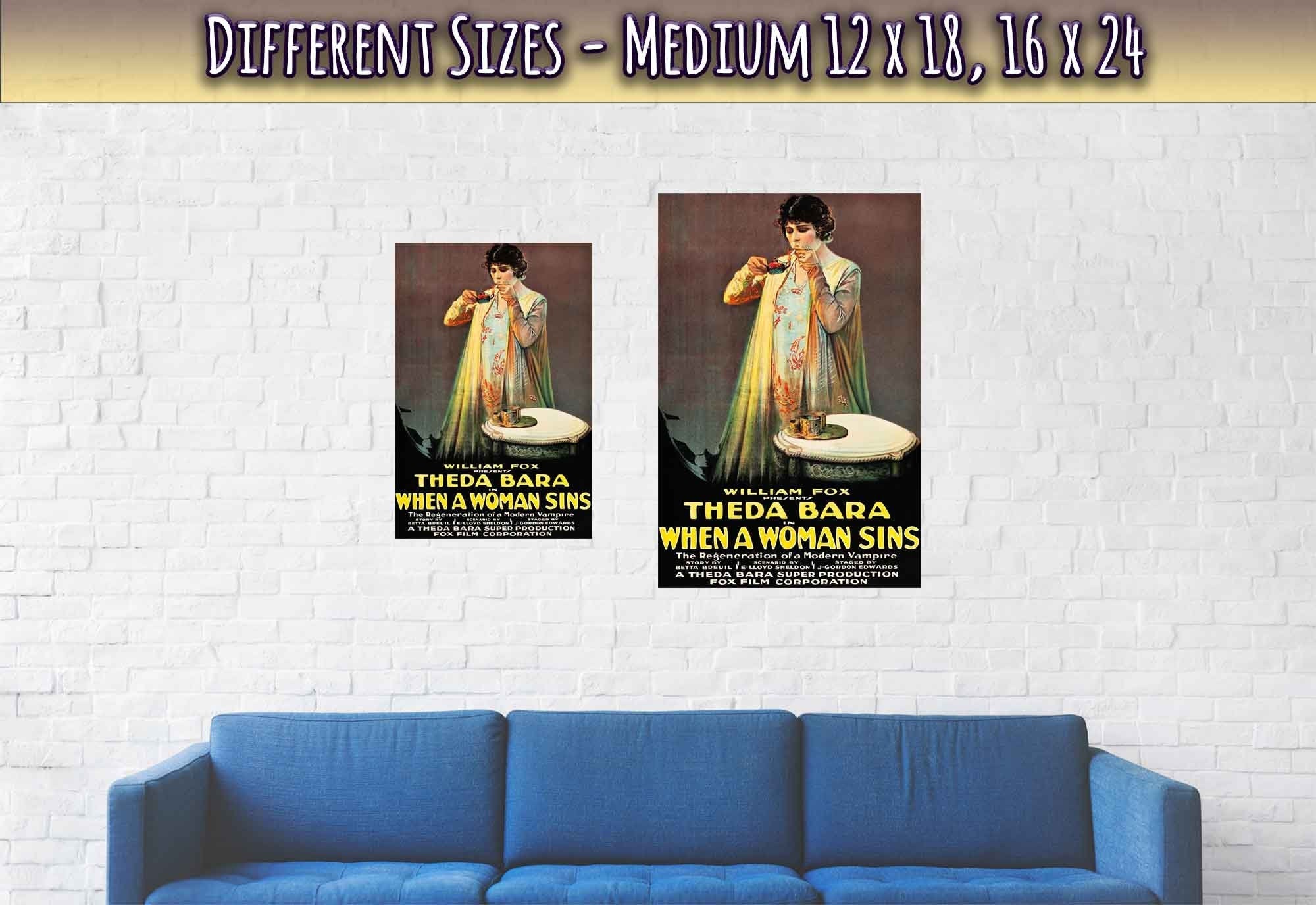 Vintage Theda Bara Poster, Vintage Movie Photo 1915 When A Woman Sins Theda Bara Print - WallArtPrints4U