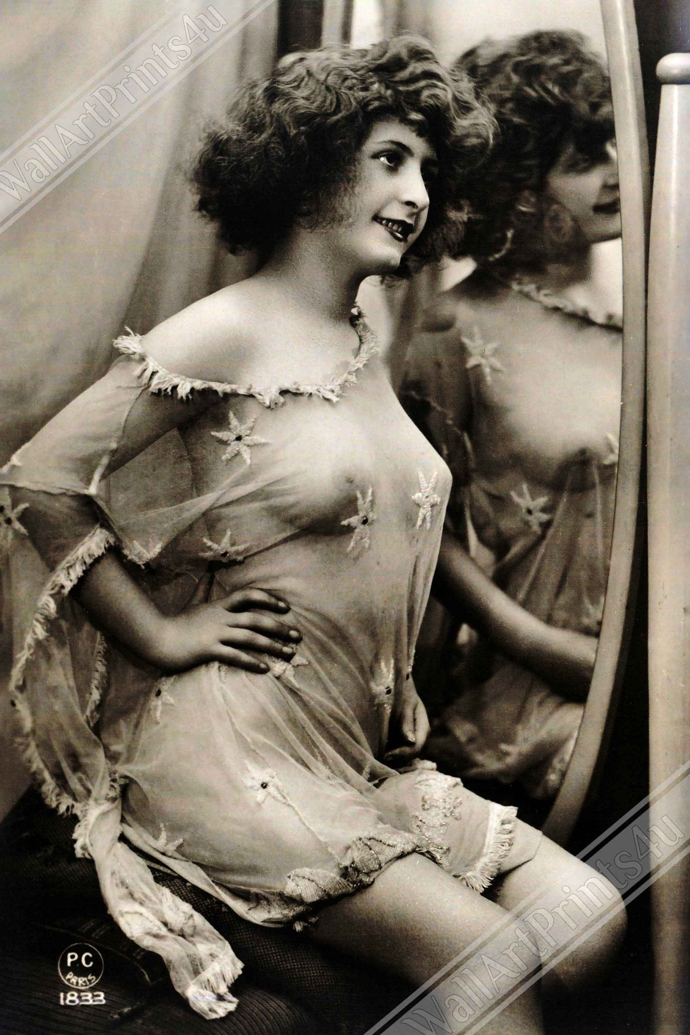 Vintage Victorian Nude Canvas Topless Victorian Erotica Pin Up 1833 - WallArtPrints4U