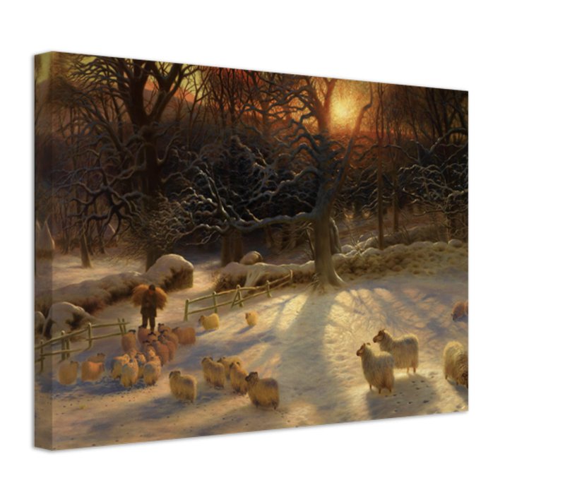 Vintage Winter Canvas, Shortening Winters Day Is Near A Close Canvas Print, Joseph Farquharson 1903 - WallArtPrints4U