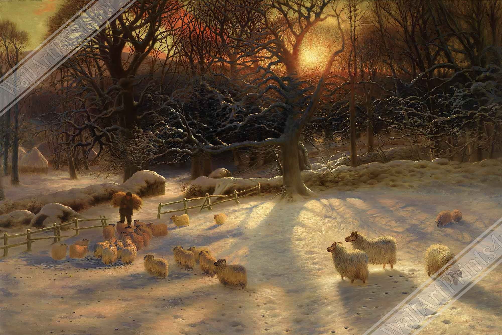 Vintage Winter Framed, Shortening Winters Day Is Near A Close Framed Print, Joseph Farquharson 1903 - WallArtPrints4U