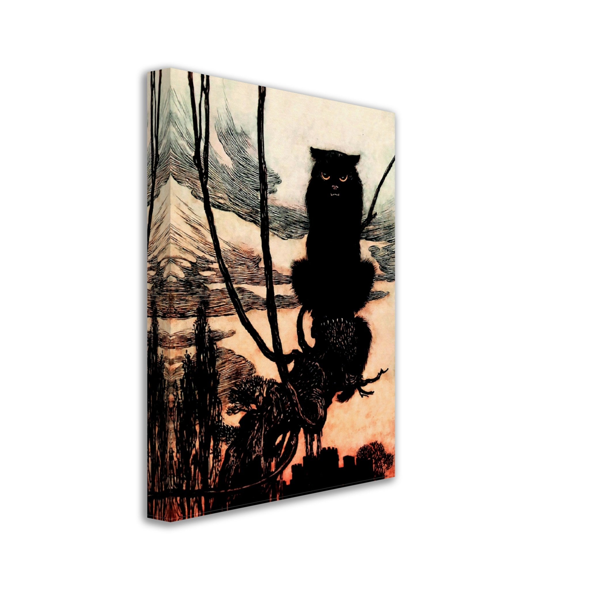 Vintage Witches Cat Canvas - Arthur Rackham Witches Cat - Arthur Rackham Canvas Print - WallArtPrints4U