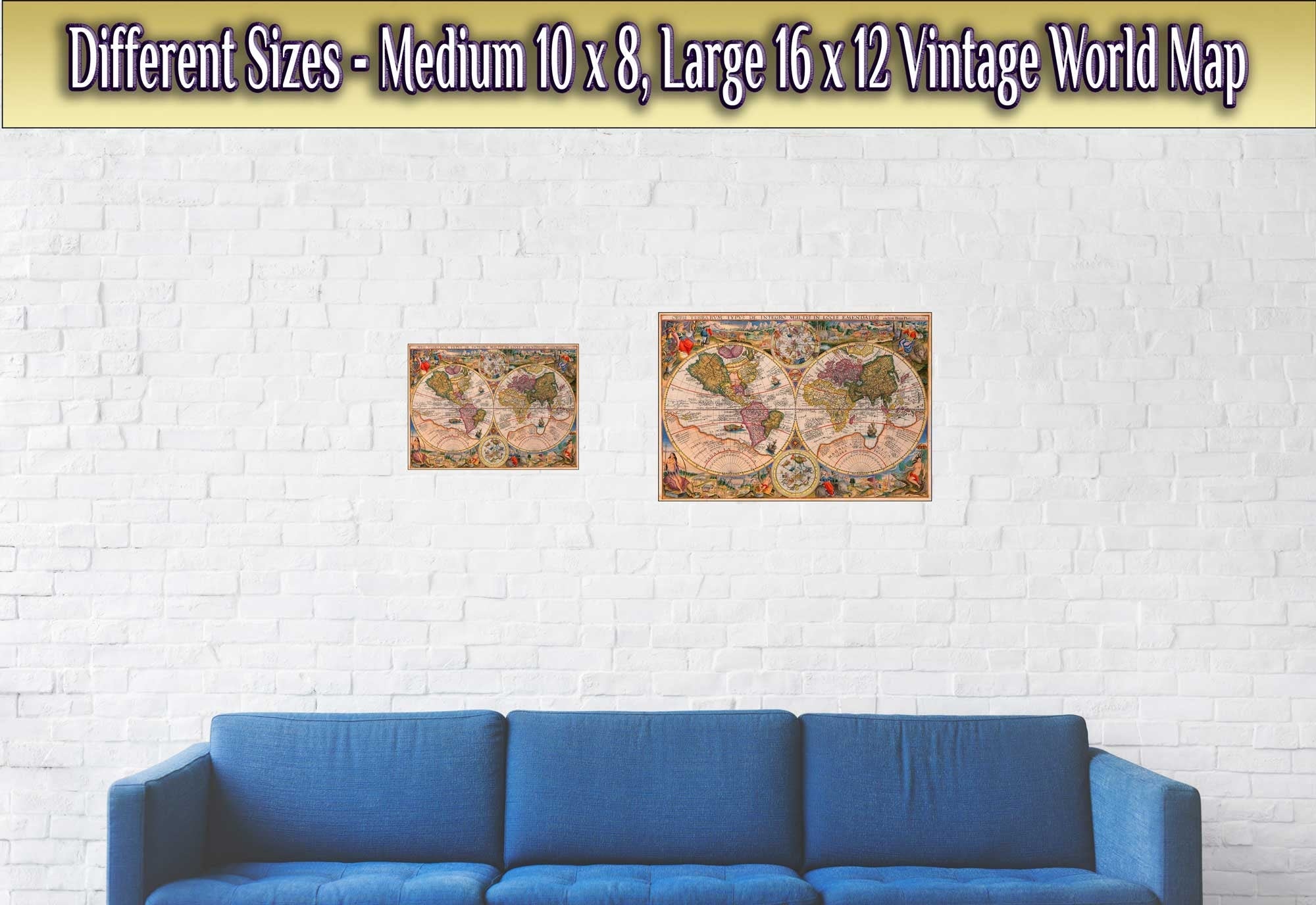 Vintage World Map Poster, Old World Map Print From 1594, Vintage Map Wall Art - Orbis Terrarum - WallArtPrints4U