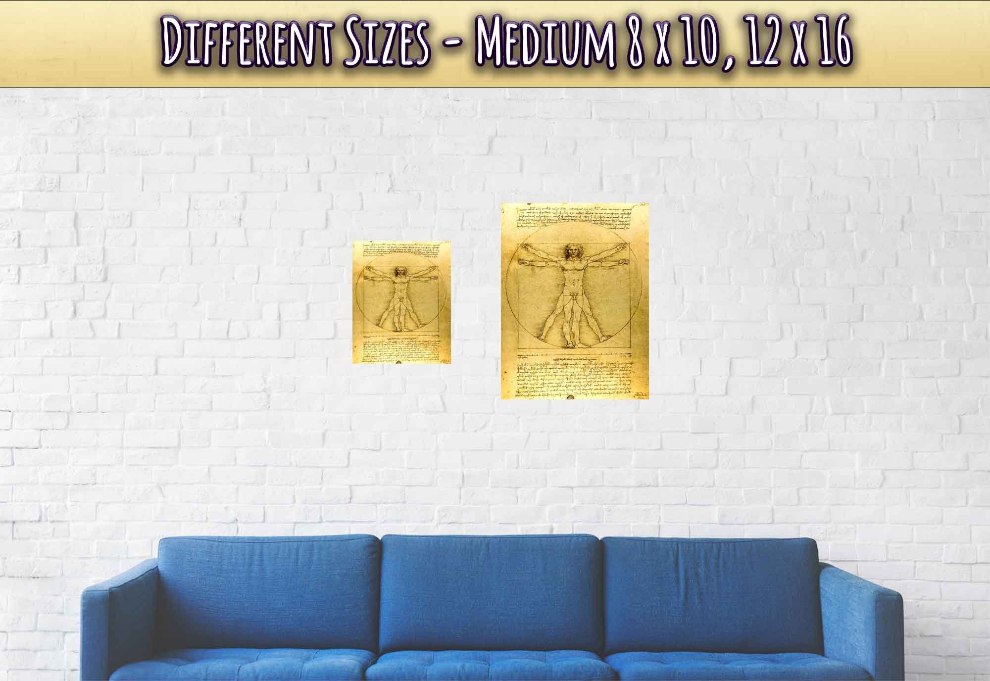 Vitruvian Man Print, Leonardo Da Vinci 1490, Vintage Vitruvian Man Poster Print - WallArtPrints4U