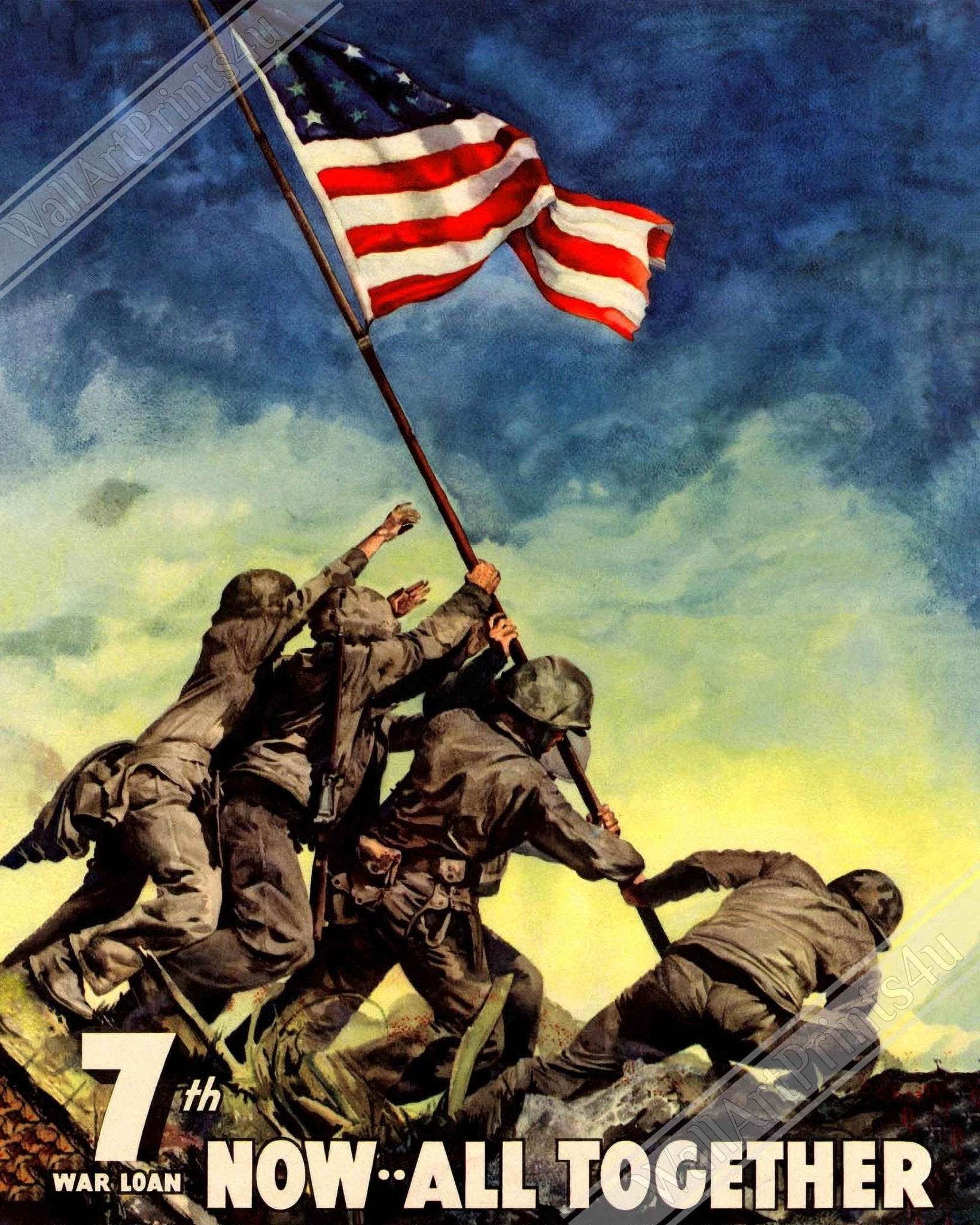 War World 2 Poster, 7th War Loan All Together Now Poster Print, Launched To Boost Bond Sales - WallArtPrints4U
