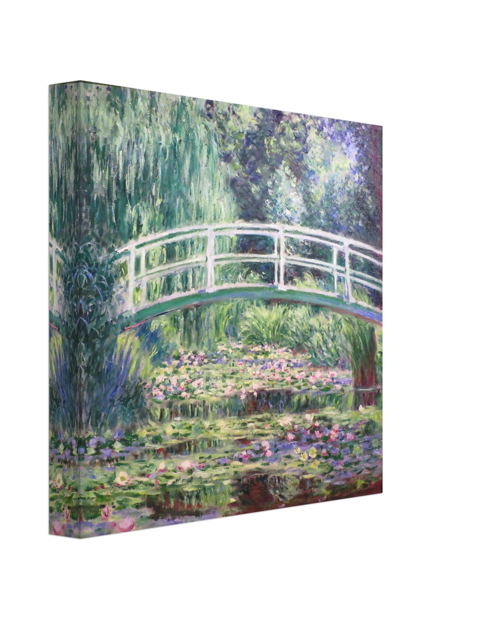 Water Lily Pond Canvas Print, Japanese Bridge Over A Pond Of Water Lilies - Water Lily Pond Print - Claude Monet - WallArtPrints4U