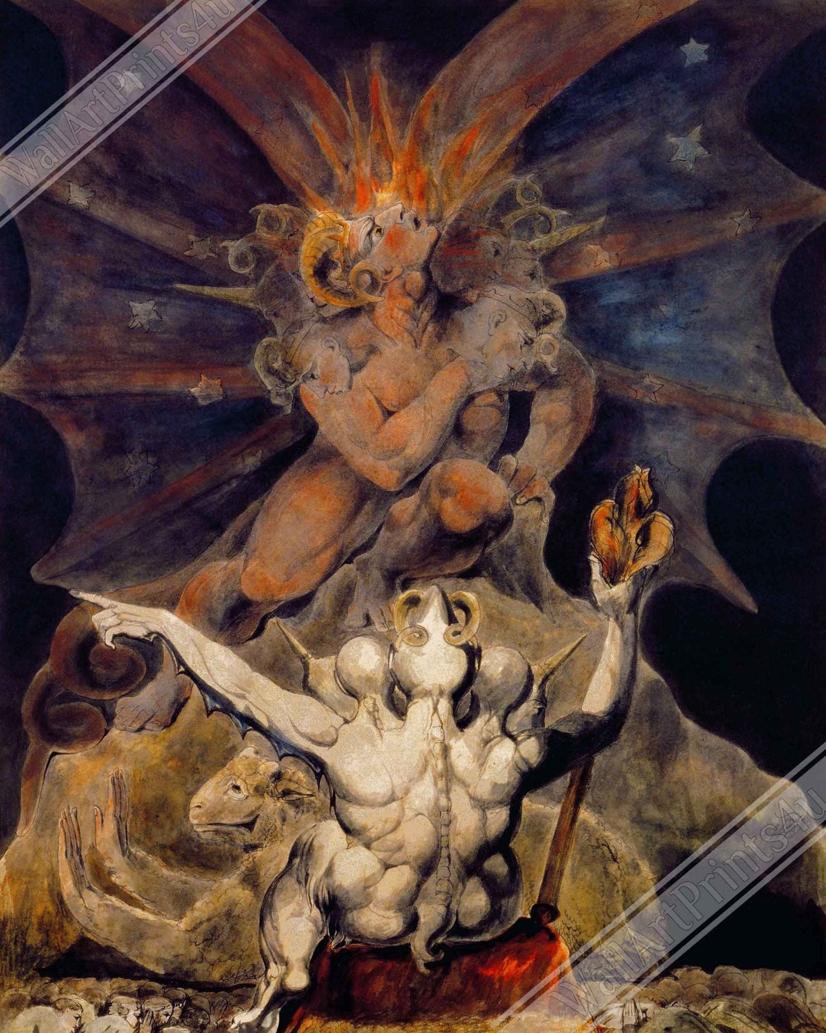 William Blake Canvas, The Number Of The Beast Is 666, End Of Times Canvas - WallArtPrints4U