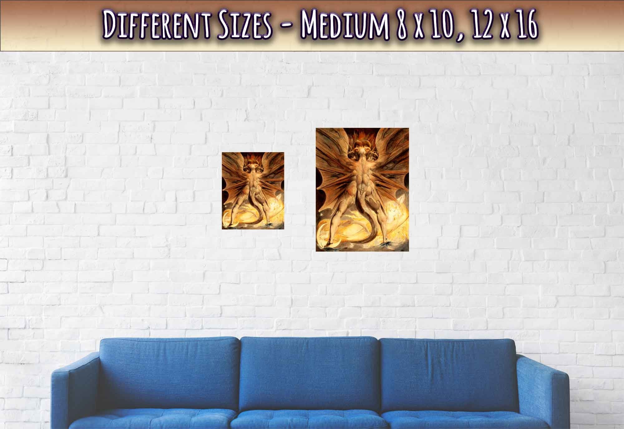 William Blake Poster, The Great Red Dragon And The Woman Clothed In The Sun 1st Painting - WallArtPrints4U
