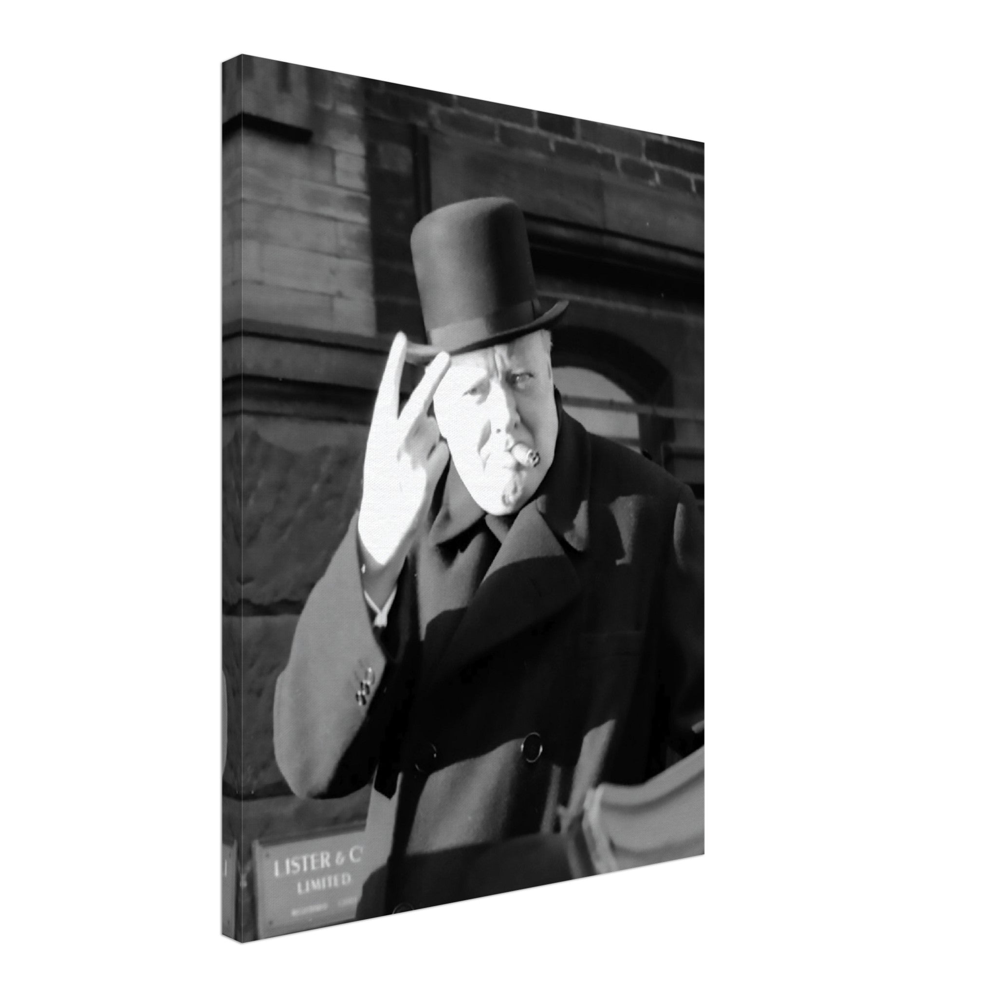 Winston Churchill Canvas Print, V Day V Sign, Vintage Photo - Winston Churchill Canvas - WallArtPrints4U