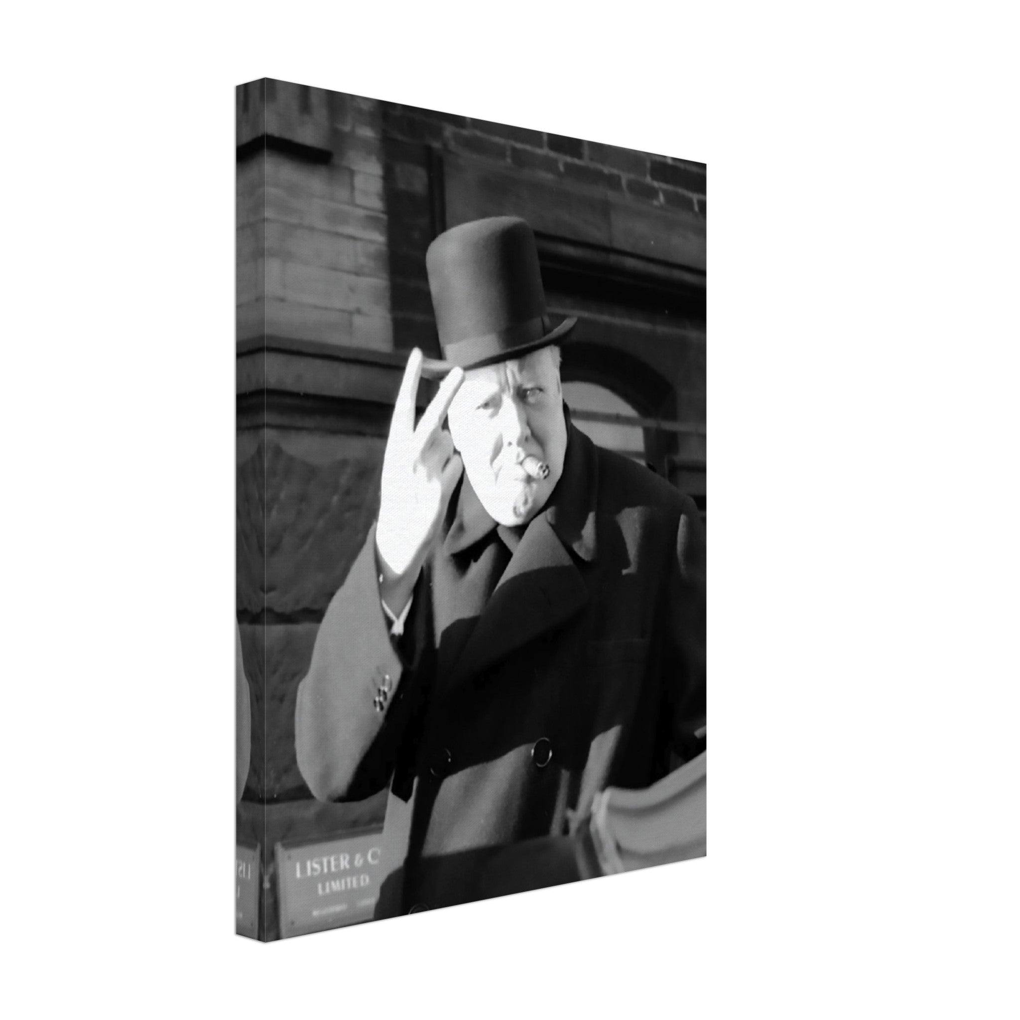 Winston Churchill Canvas Print, V Day V Sign, Vintage Photo - Winston Churchill Canvas - WallArtPrints4U