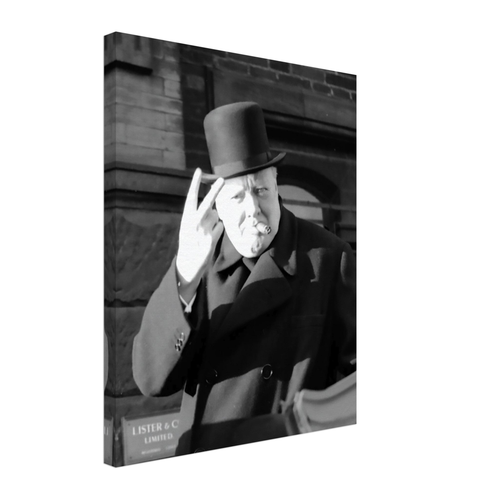 Winston Churchill Canvas Print, V Day V Sign, Vintage Photo - Winston Churchill Canvas - WallArtPrints4U