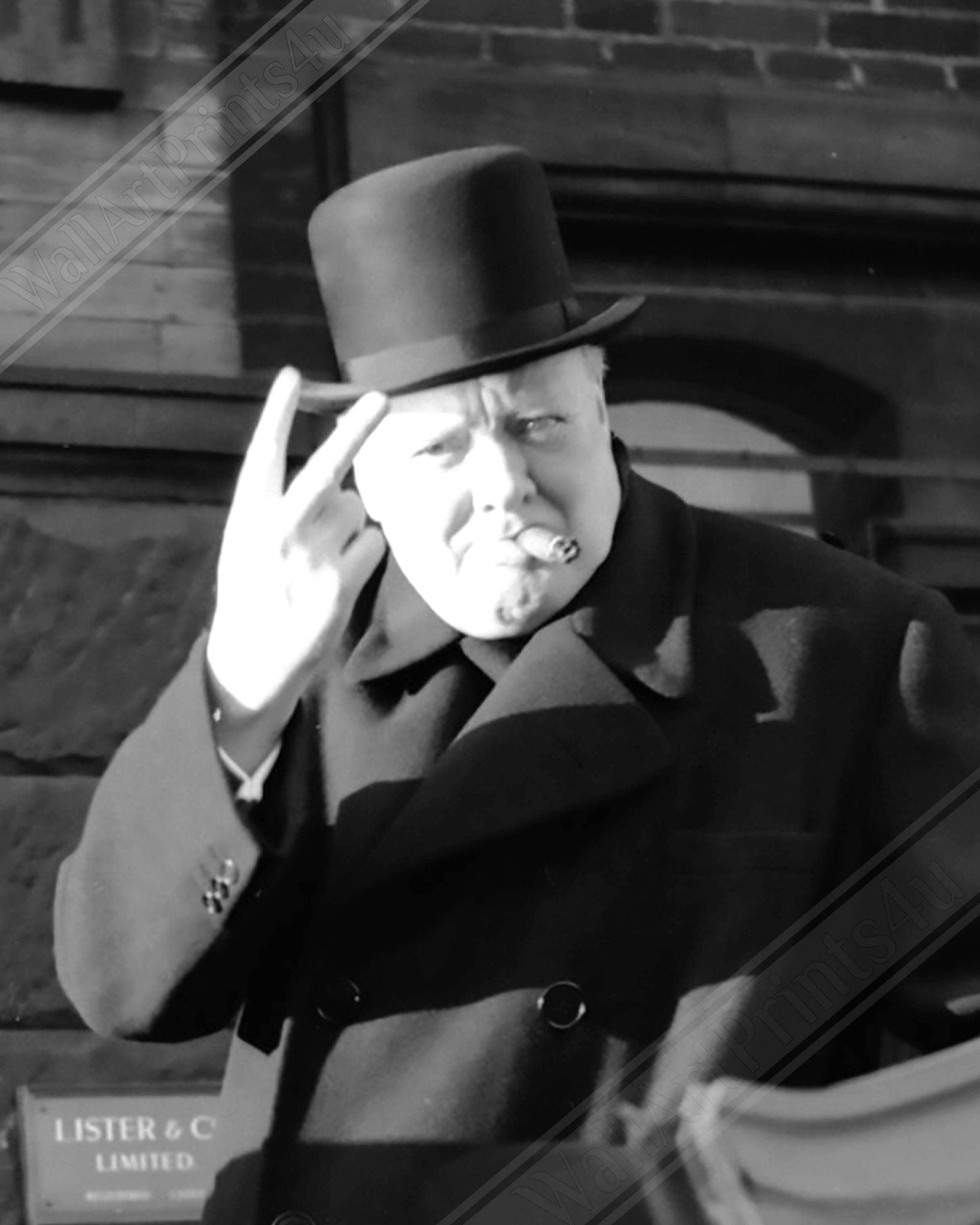 Winston Churchill Framed Print, V Day V Sign, Vintage Photo - Winston Churchill Framed - WallArtPrints4U