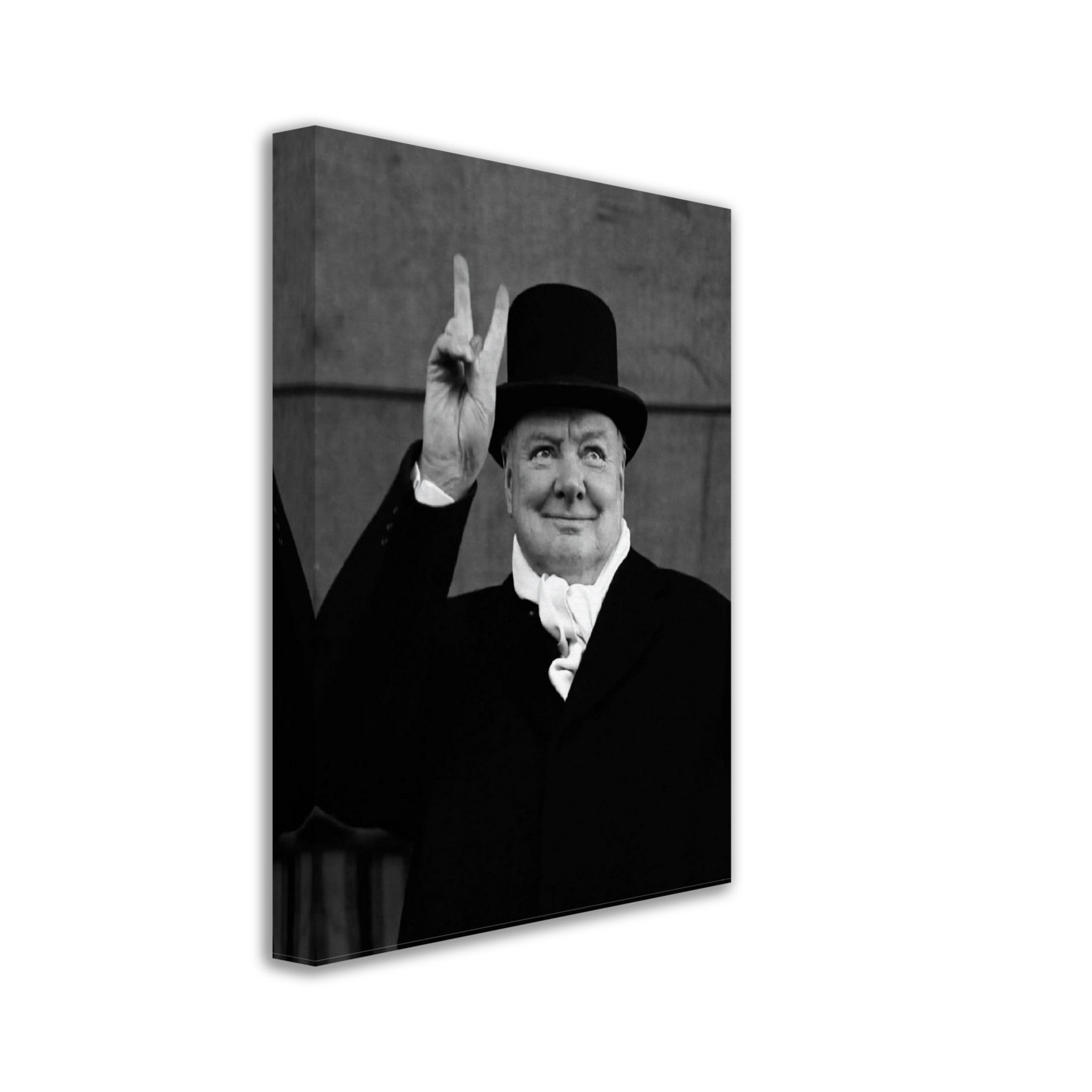 Winston Churchill Peace Sign V For Victory Canvas, Ve Day V Sign, Vintage Photo - Winston Churchill Canvas Print - WallArtPrints4U