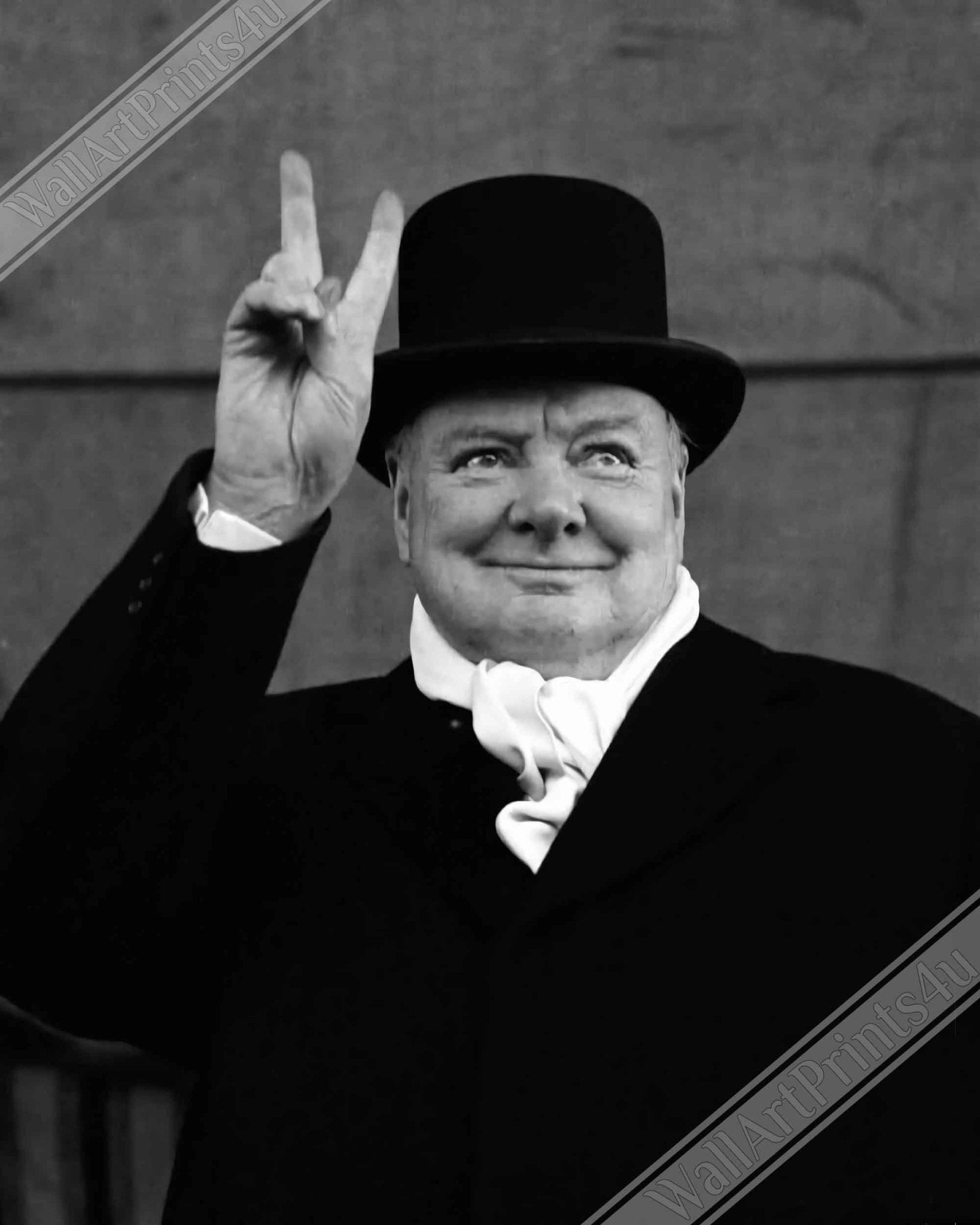 Winston Churchill Peace Sign V For Victory Poster, Ve Day V Sign, Vintage Photo - Winston Churchill Print - WallArtPrints4U