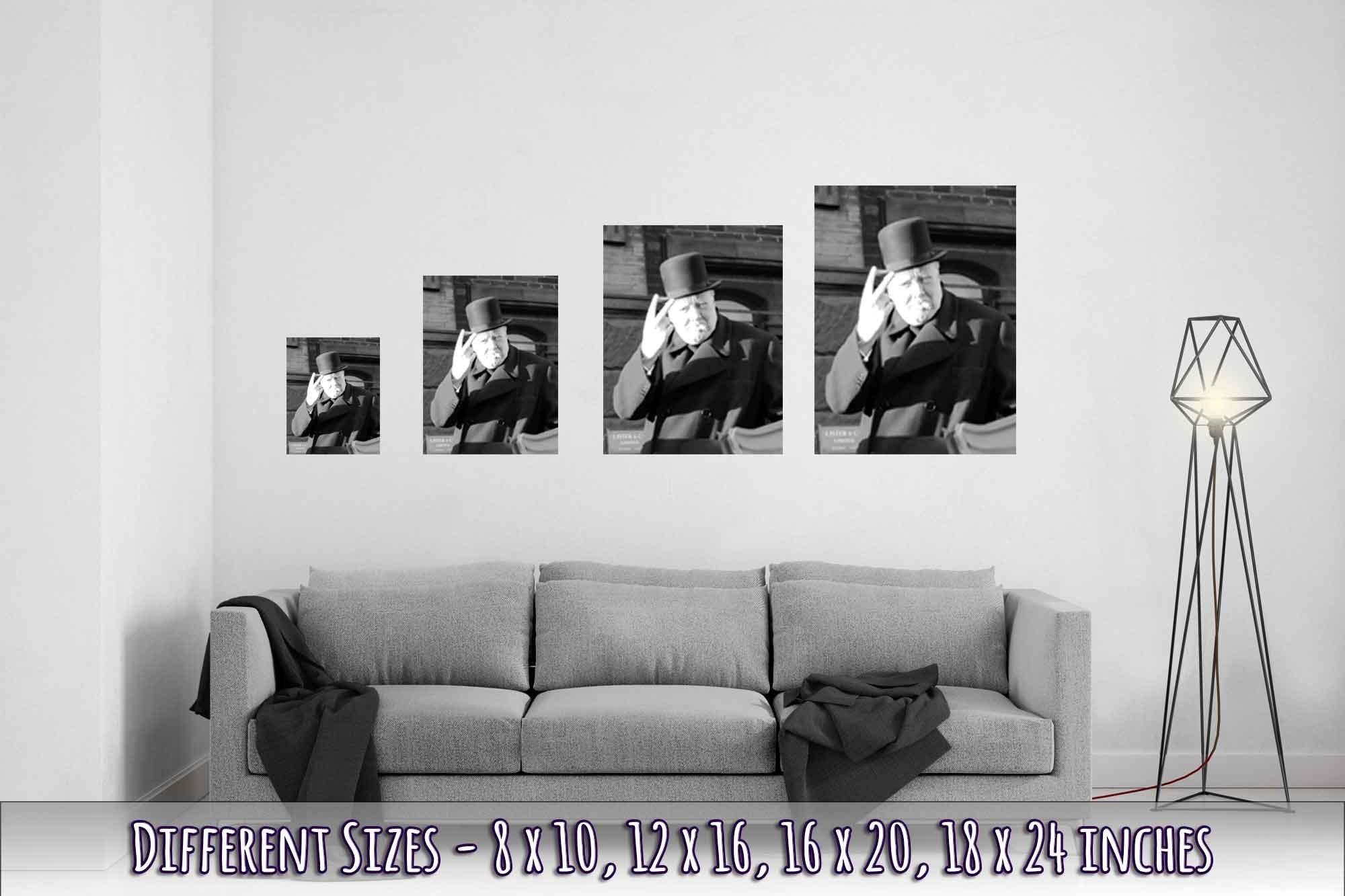 Winston Churchill Poster, V Day V Sign, Vintage Photo - Winston Churchill Print - WallArtPrints4U