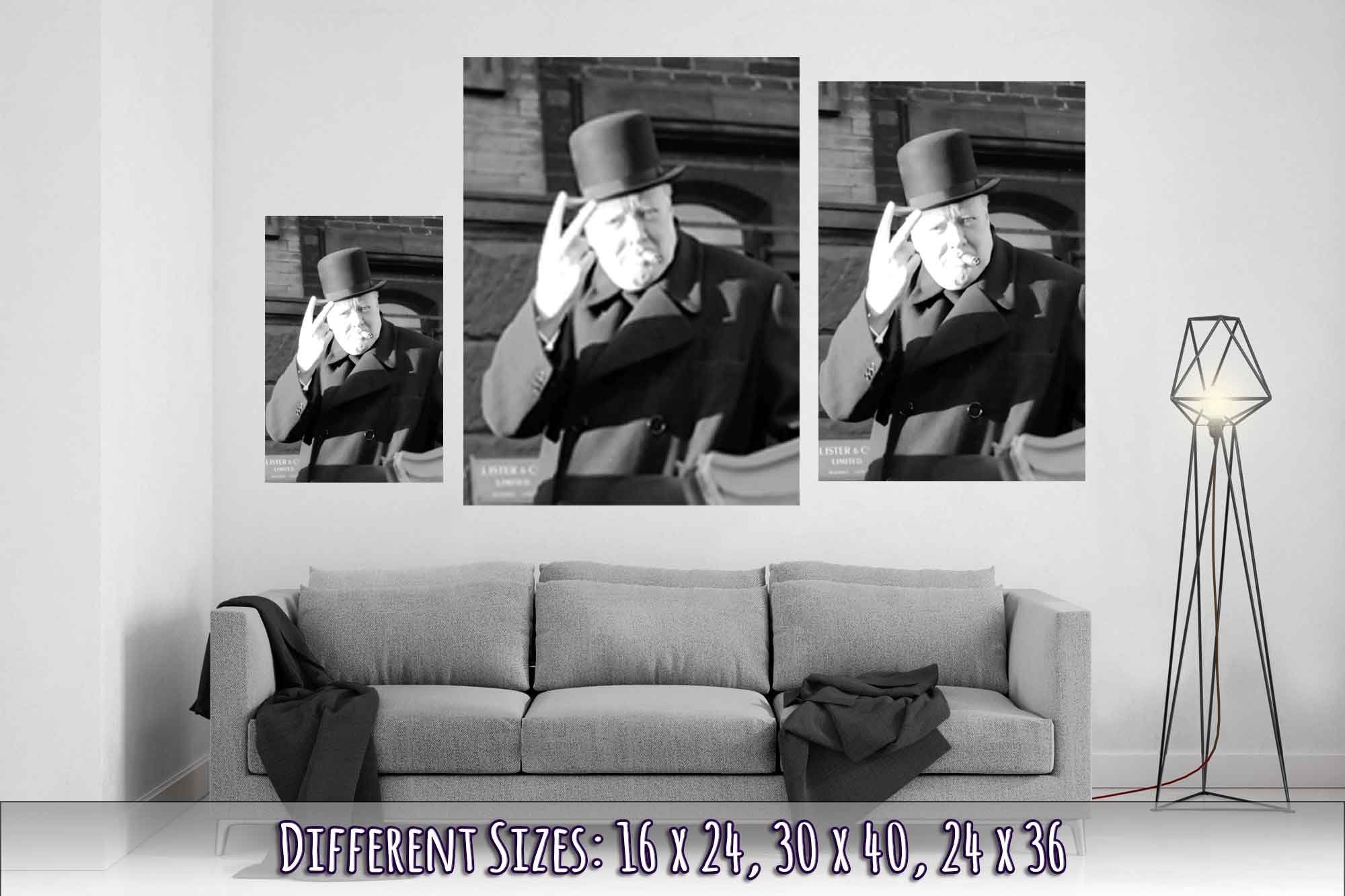 Winston Churchill Poster, V Day V Sign, Vintage Photo - Winston Churchill Print - WallArtPrints4U